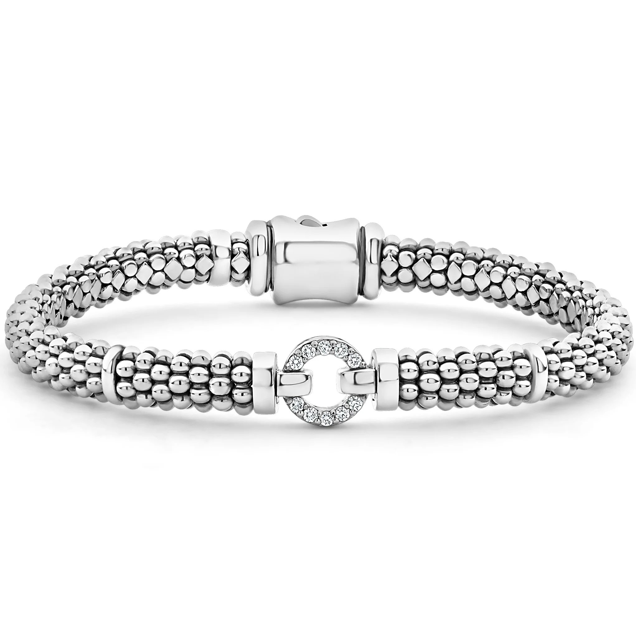 Lagos Sterling Silver Enso Diamond Circle Rope Bracelet