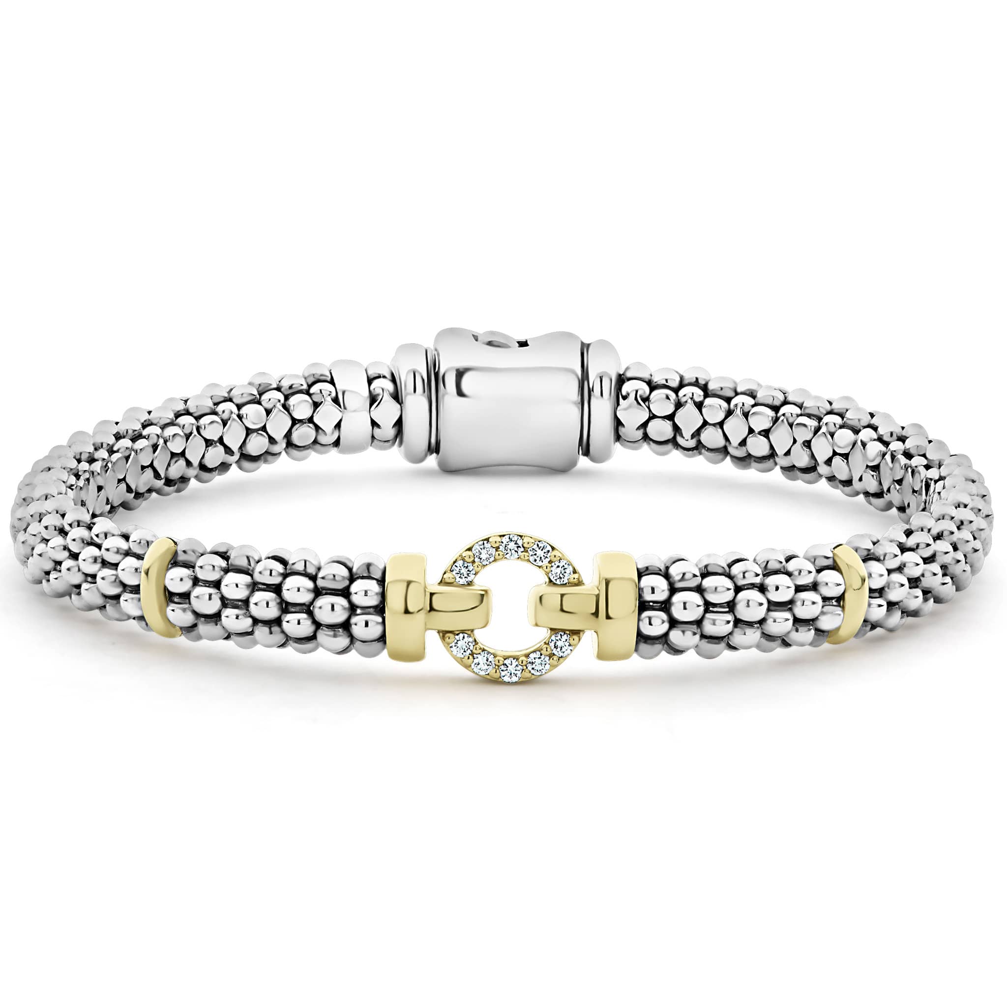 Lagos Sterling Silver & 18K Enso Diamond Circle Bracelet