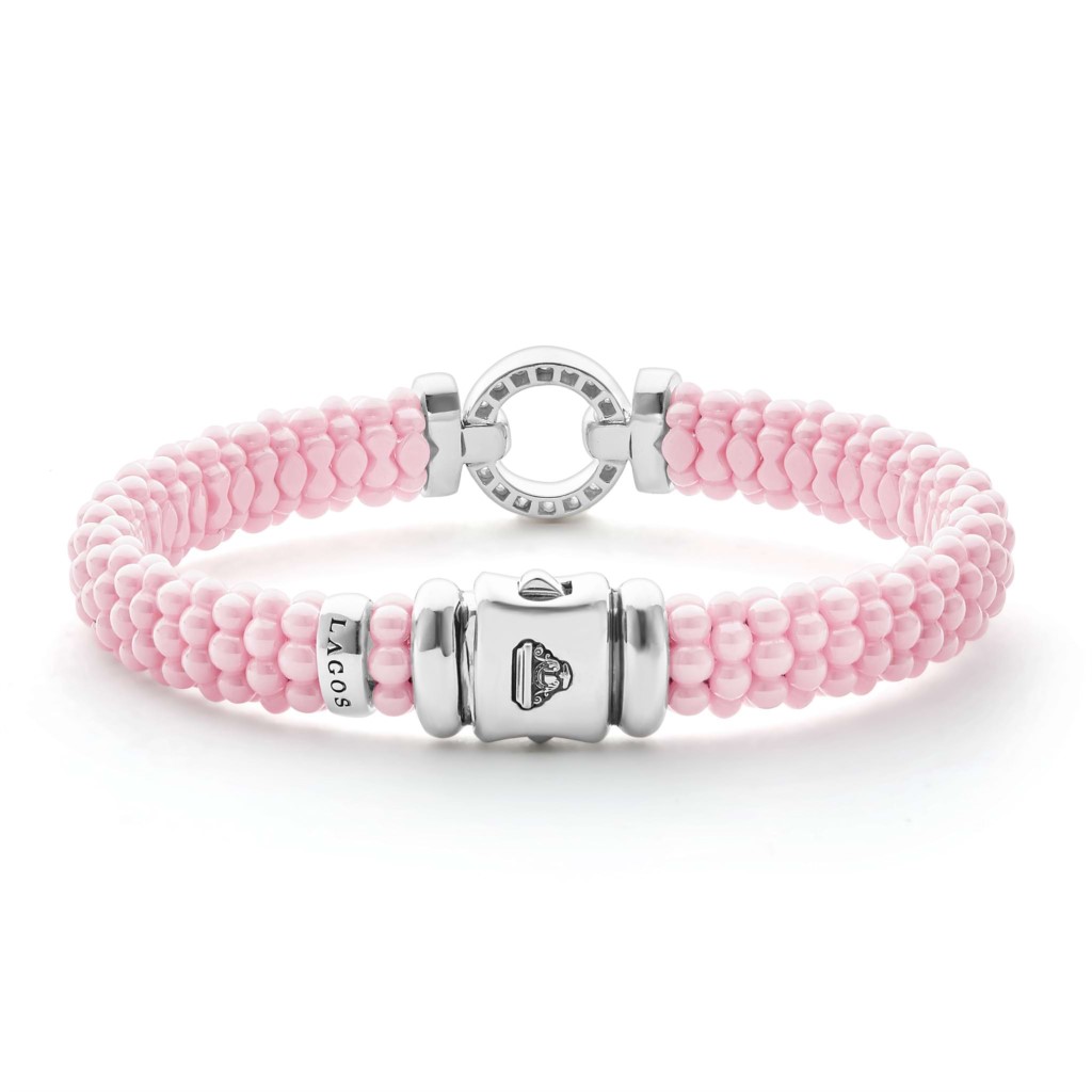 Lagos Sterling Silver Pink Caviar Diamond Rope Bracelet