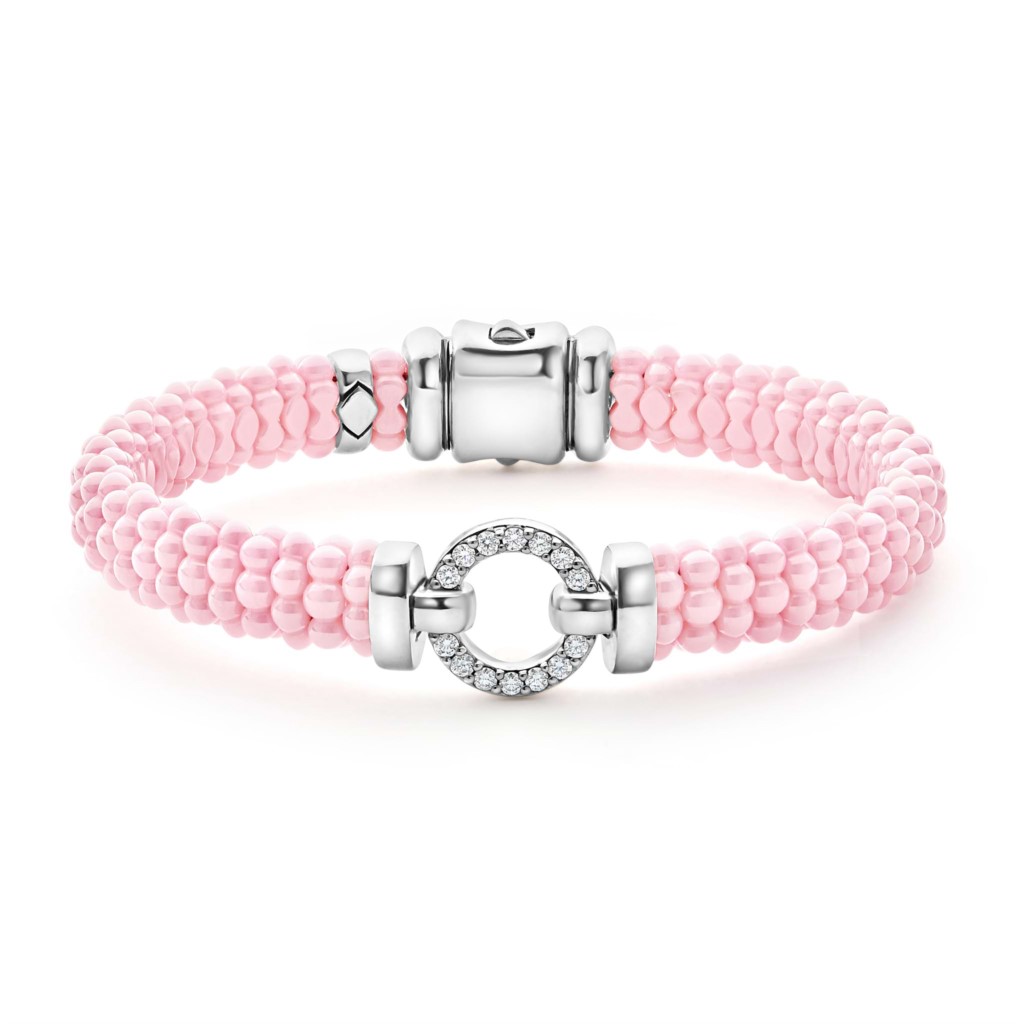 Lagos Sterling Silver Pink Caviar Diamond Rope Bracelet