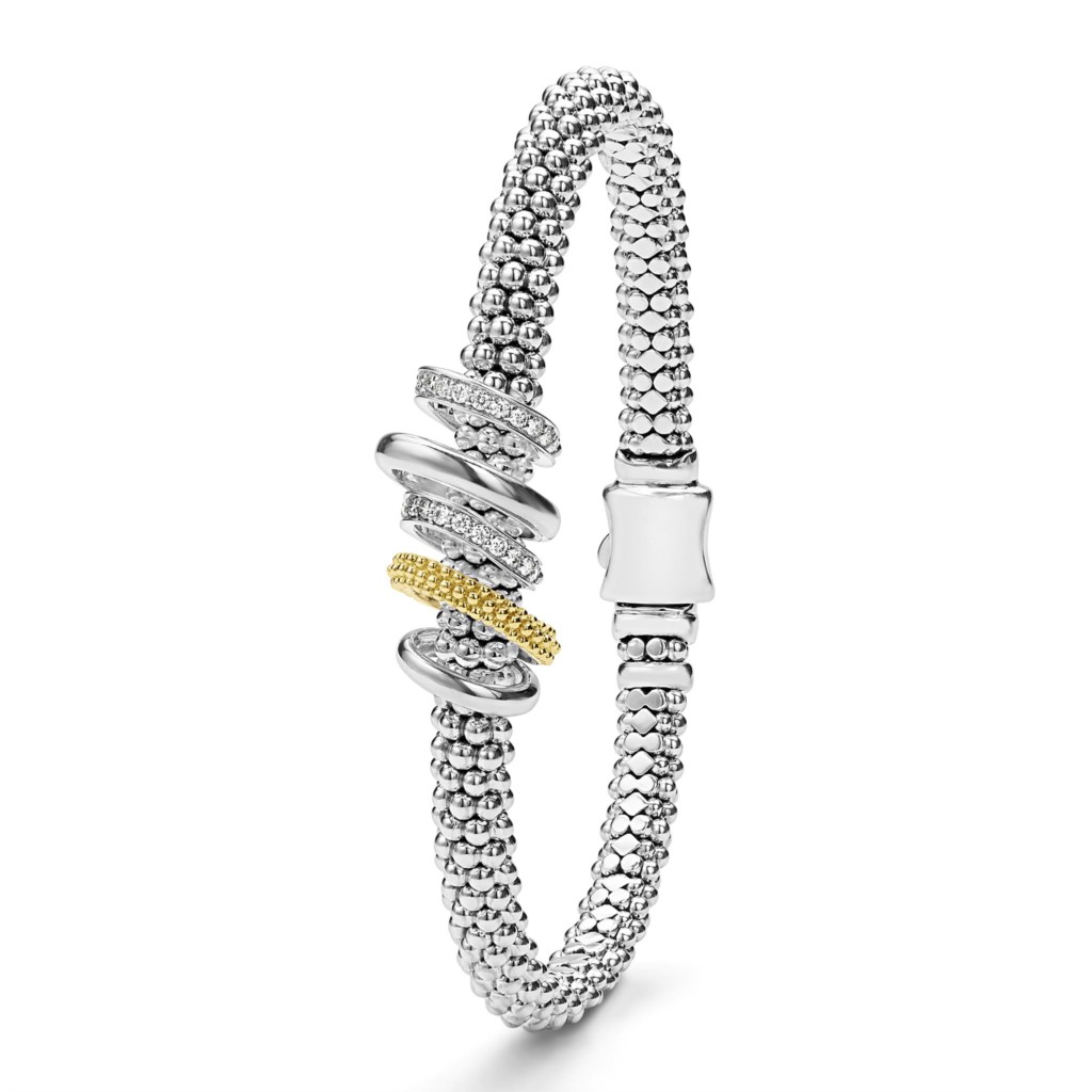 Lagos Sterling Silver & 18K Caviar Lux 5-Ring Rope Bracelet