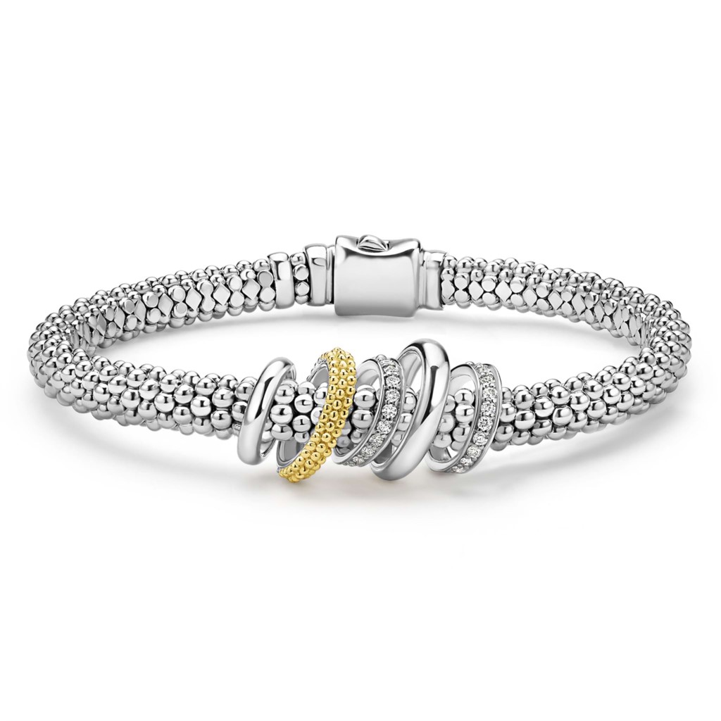 Lagos Sterling Silver & 18K Caviar Lux 5-Ring Rope Bracelet