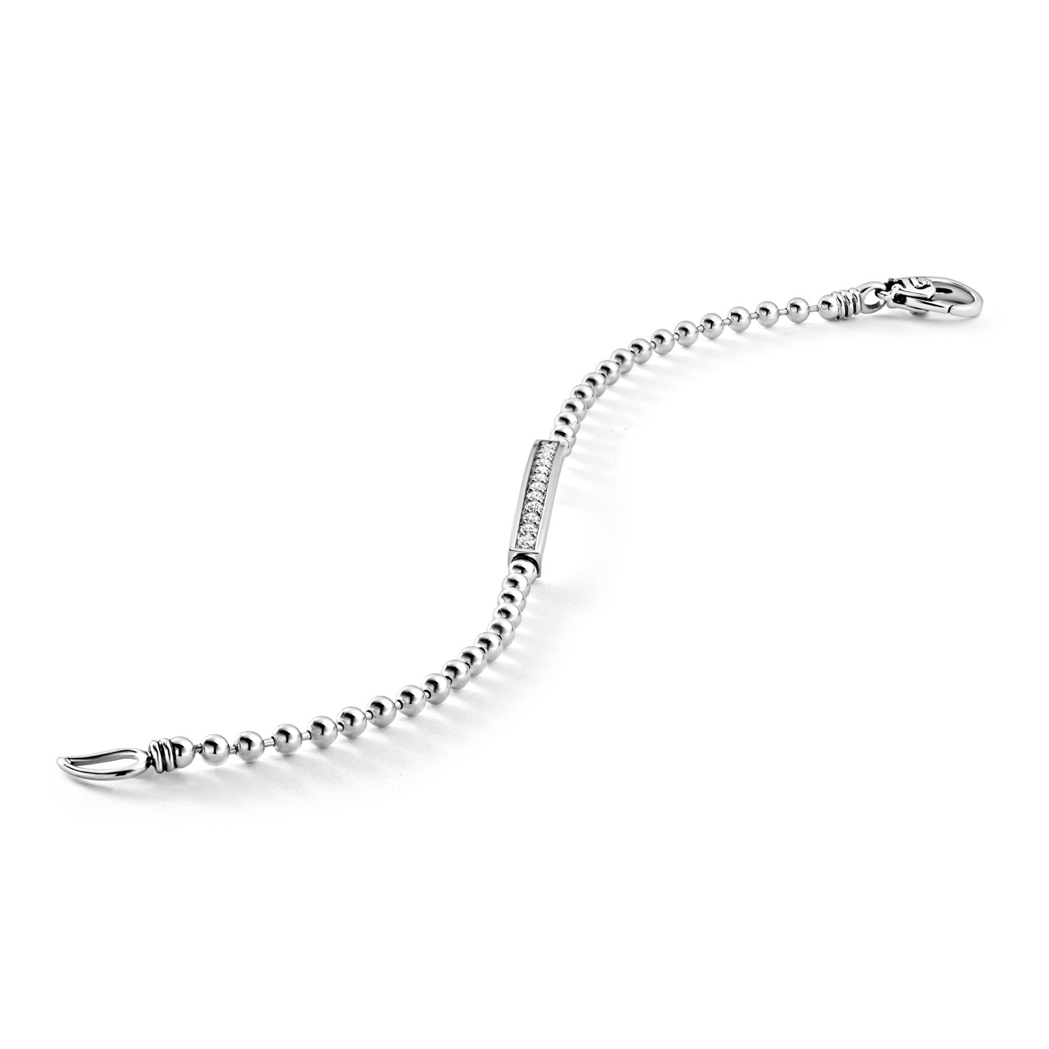 Lagos Sterling Silver Caviar Spark Diamond Bracelet