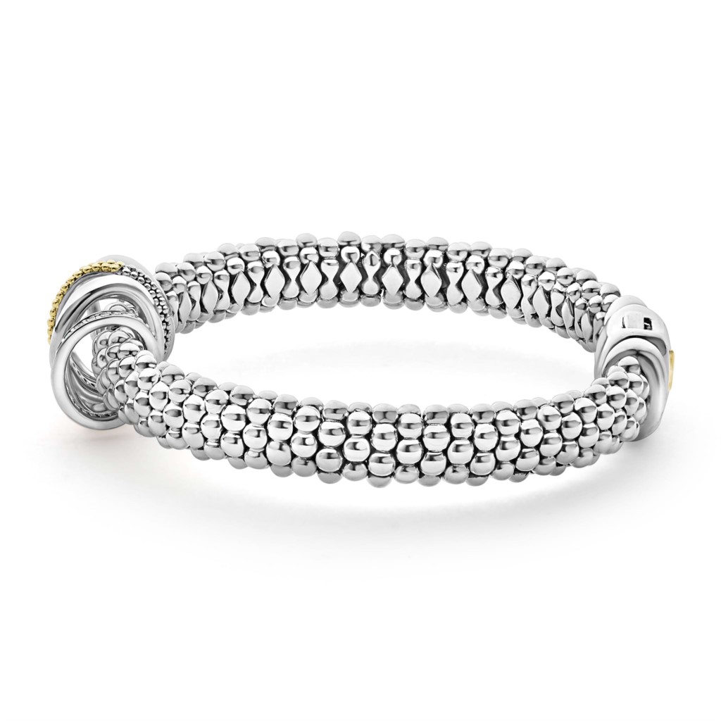 Lagos Sterling Silver & 18K Caviar Lux Five-Ring Diamond Bracelet