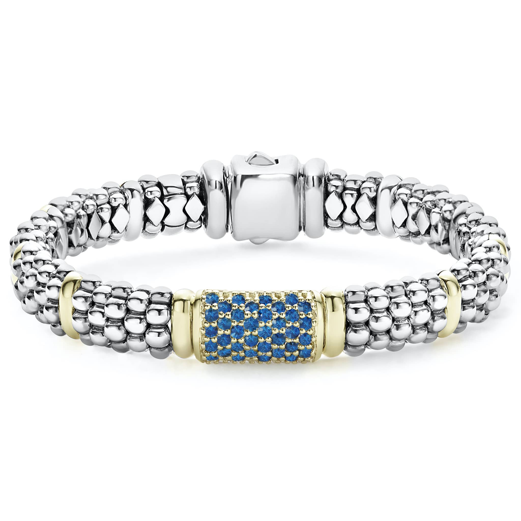 Lagos Sterling Silver & 18K Caviar Sapphire Rope Bracelet