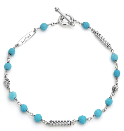 Sterling Silver Caviar Icon Turquoise Bracelet