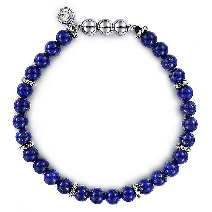 Gabriel & Co. Sterling Silver 6mm Lapis Bead Bracelet