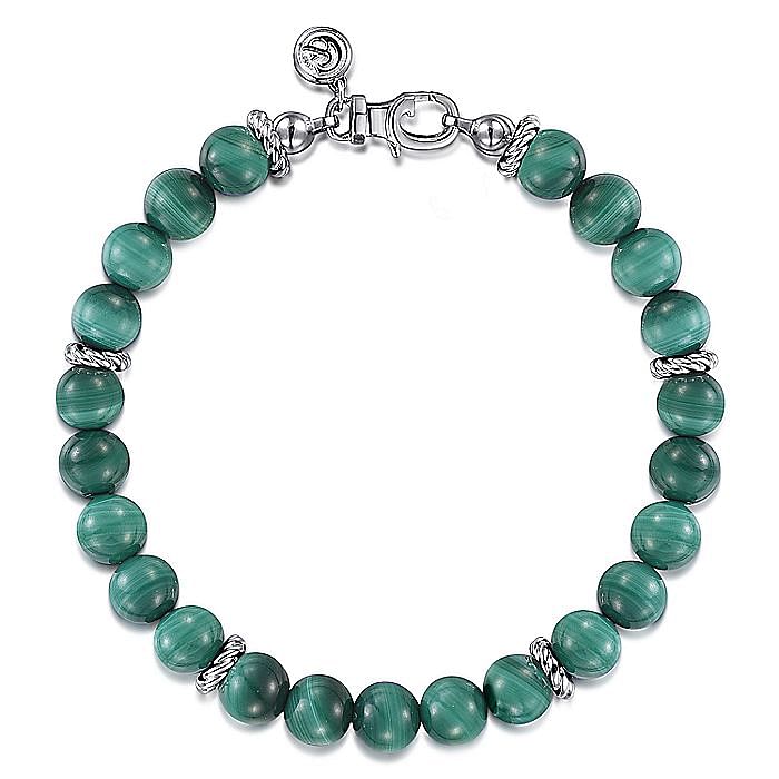 Gabriel & Co. Bujukan Sterling Silver Malachite Beaded Bracelet