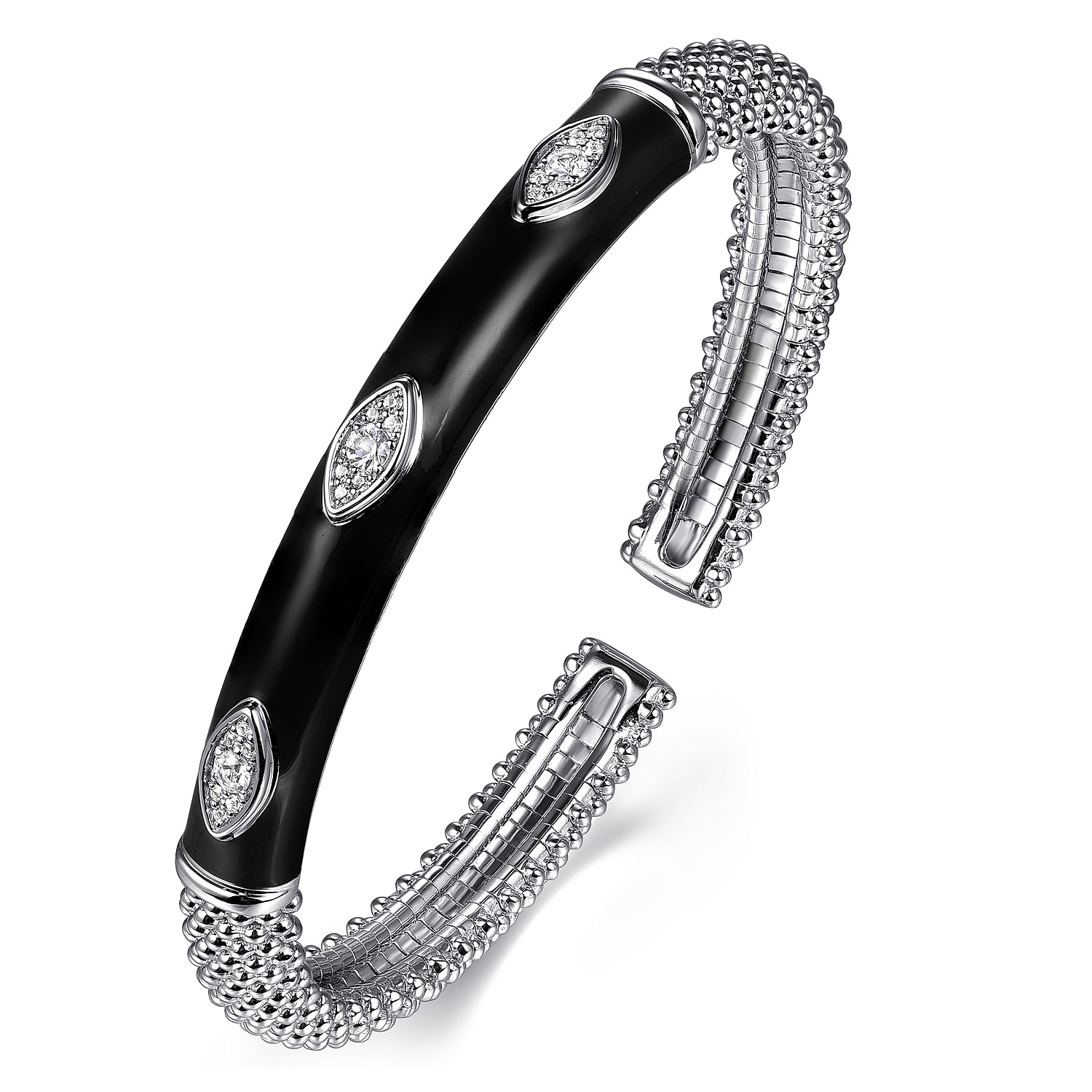 Gabriel & Co. Sterling Silver White and Black Split Bangle