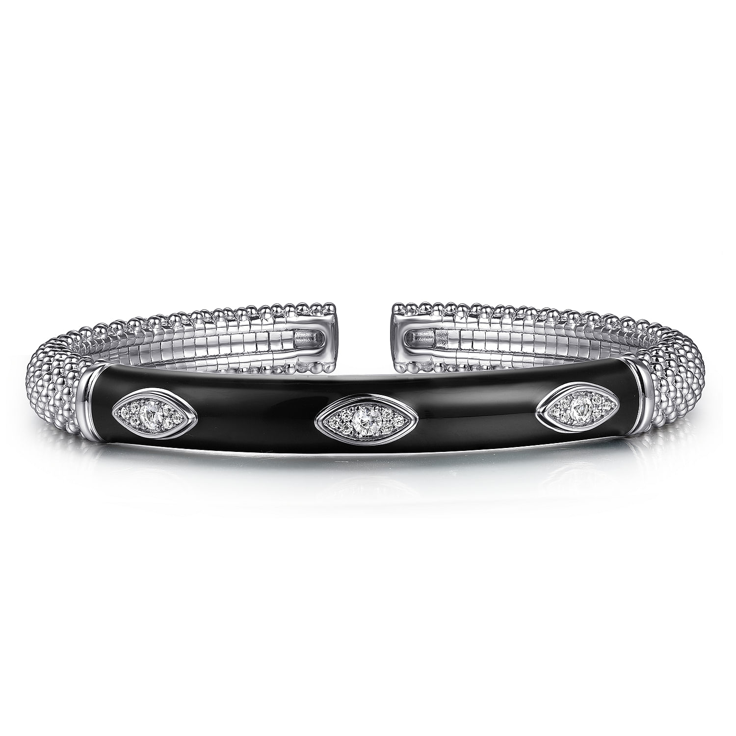 Gabriel & Co. Sterling Silver White and Black Split Bangle