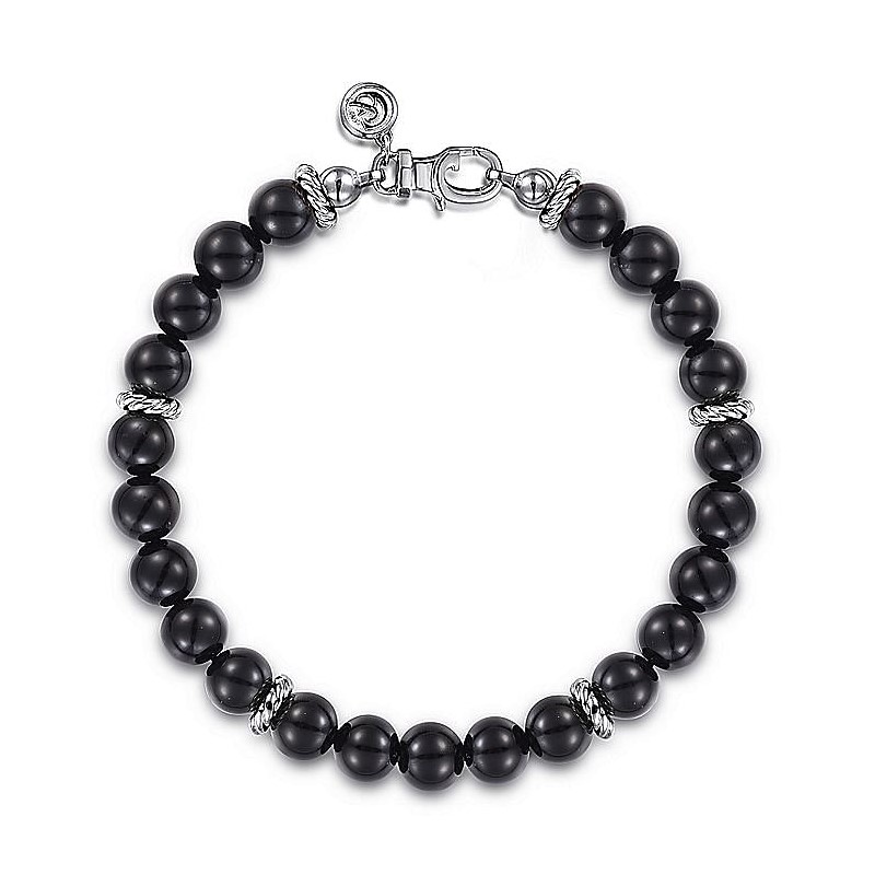 Gabriel & Co. Bujukan Sterling Silver Black Onyx Mens Bracelet