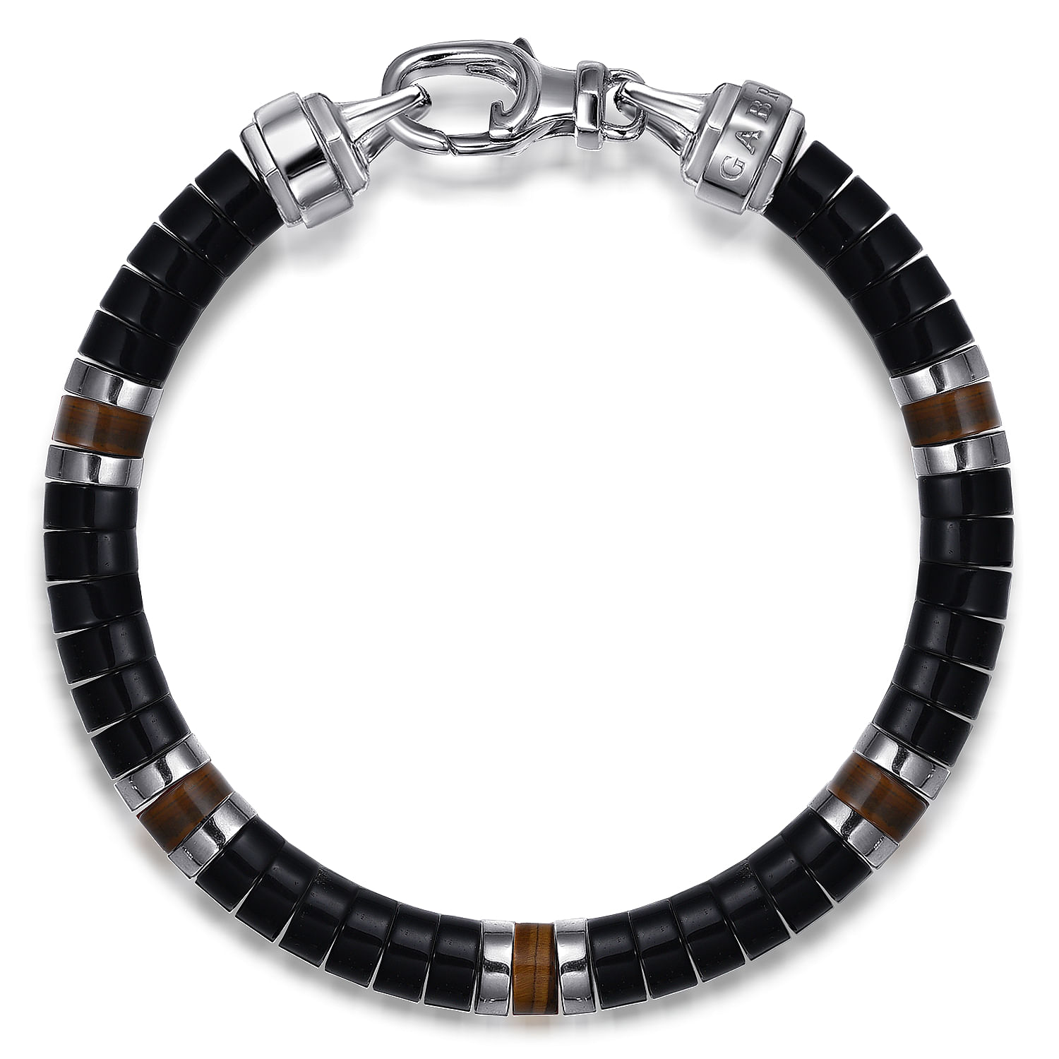 Gabriel & Co. Sterling Silver Onyx and Tiger Eye Beaded Bracelet