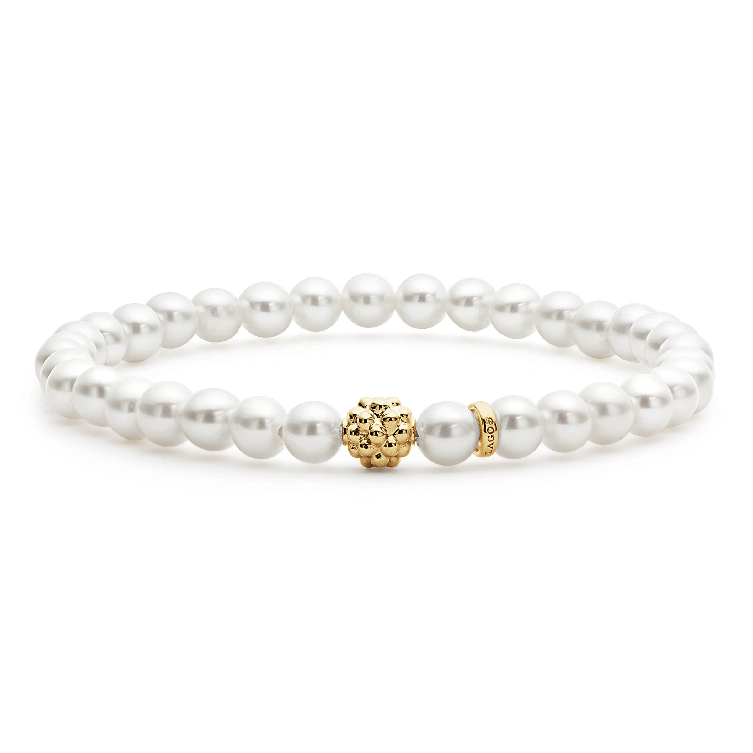 Lagos 18K Yellow Gold Caviar Icon Pearl Bracelet