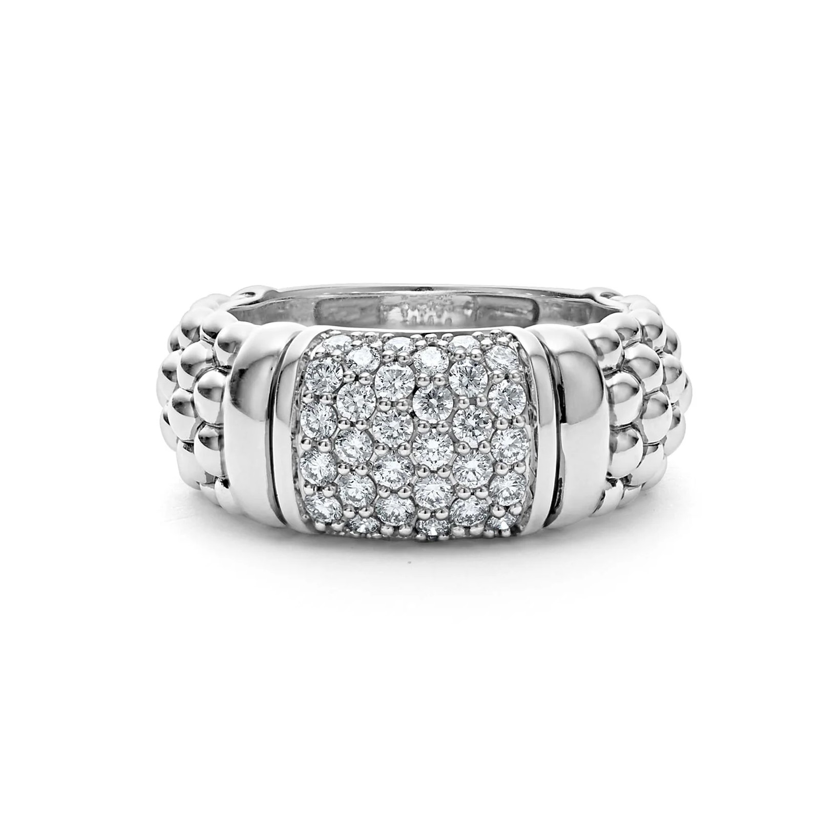 Lagos Sterling Silver Caviar Diamond Pave Band