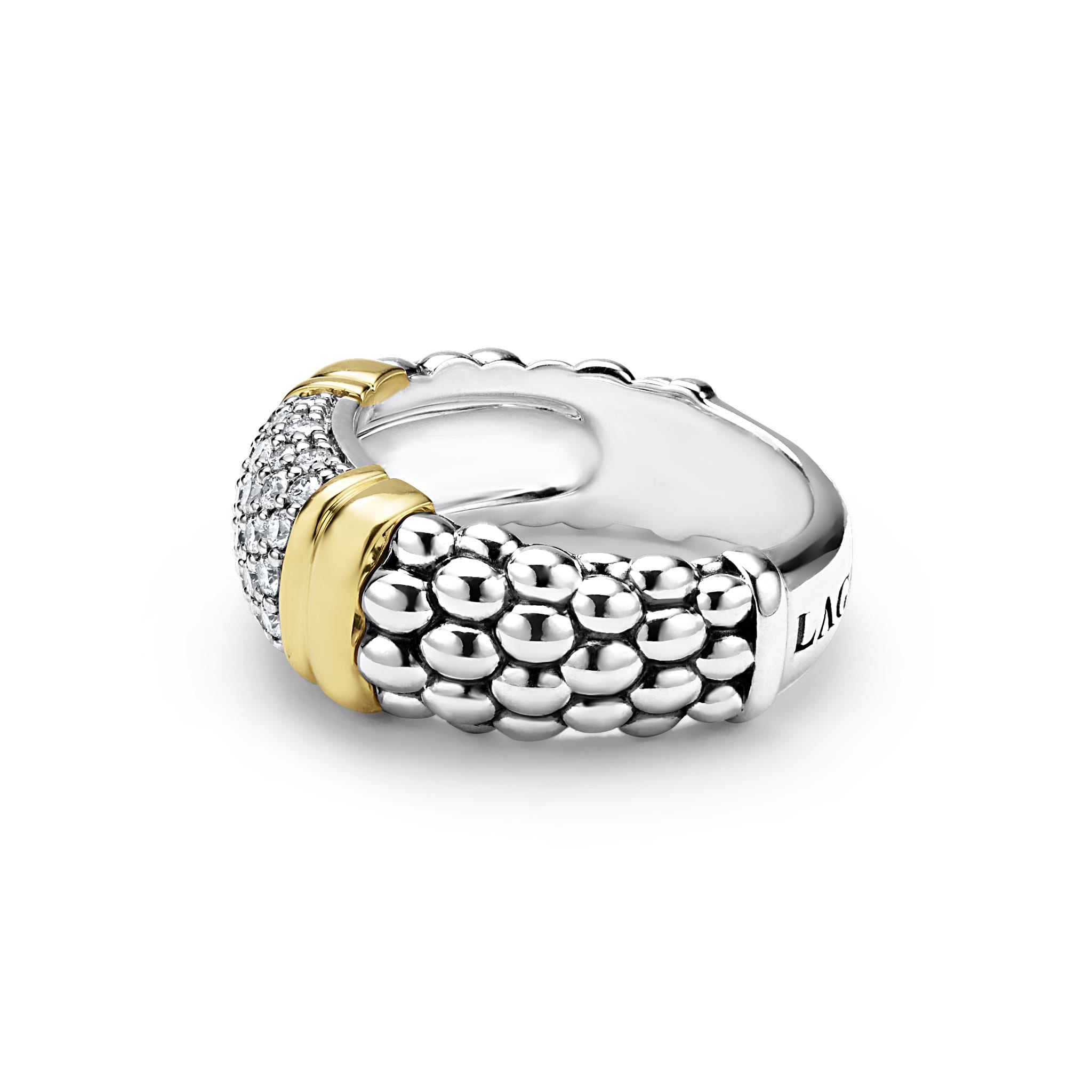 Lagos Sterling Silver & 18K Signature Caviar 9mm Band