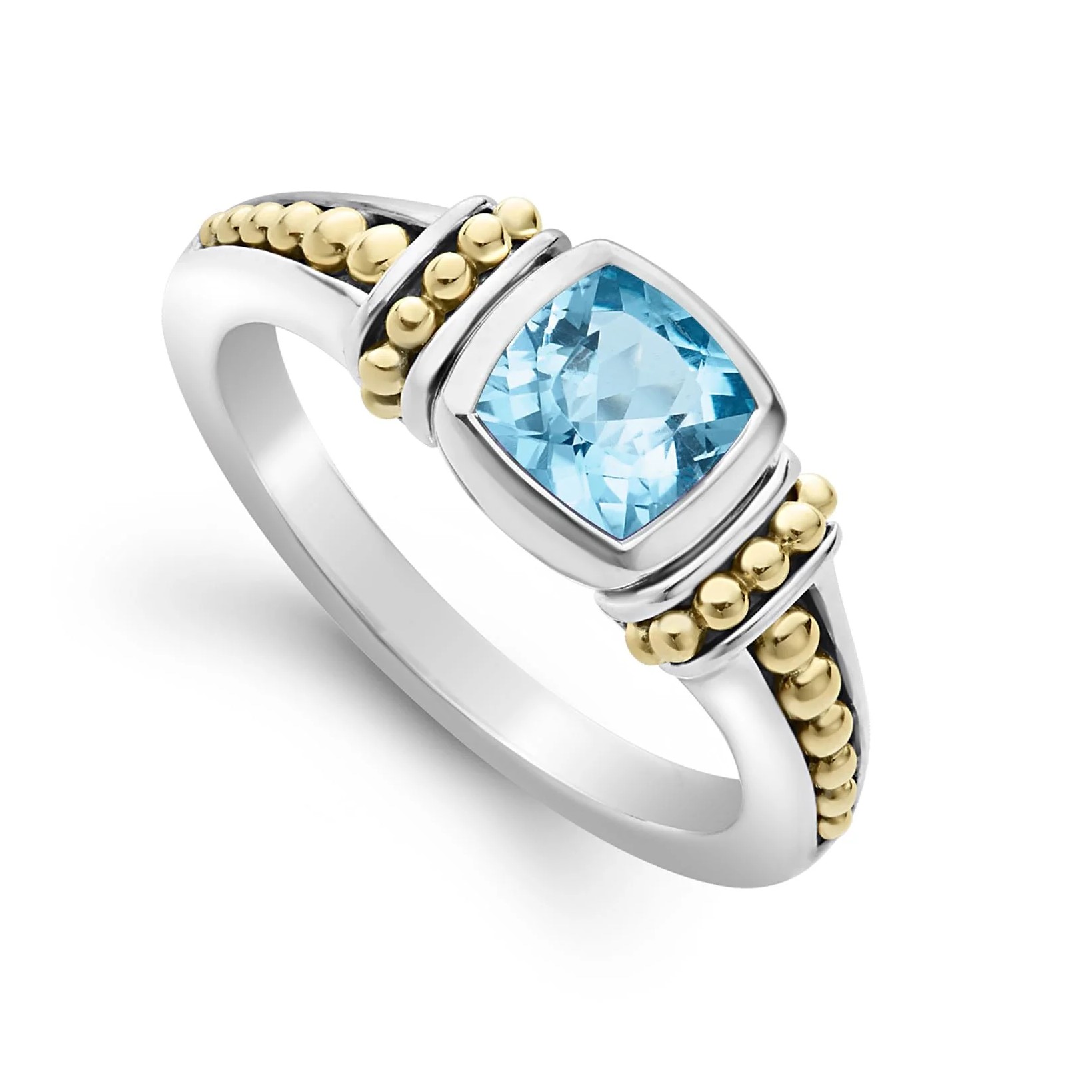 Lagos Sterling Silver & 18K Caviar Blue Topaz Ring