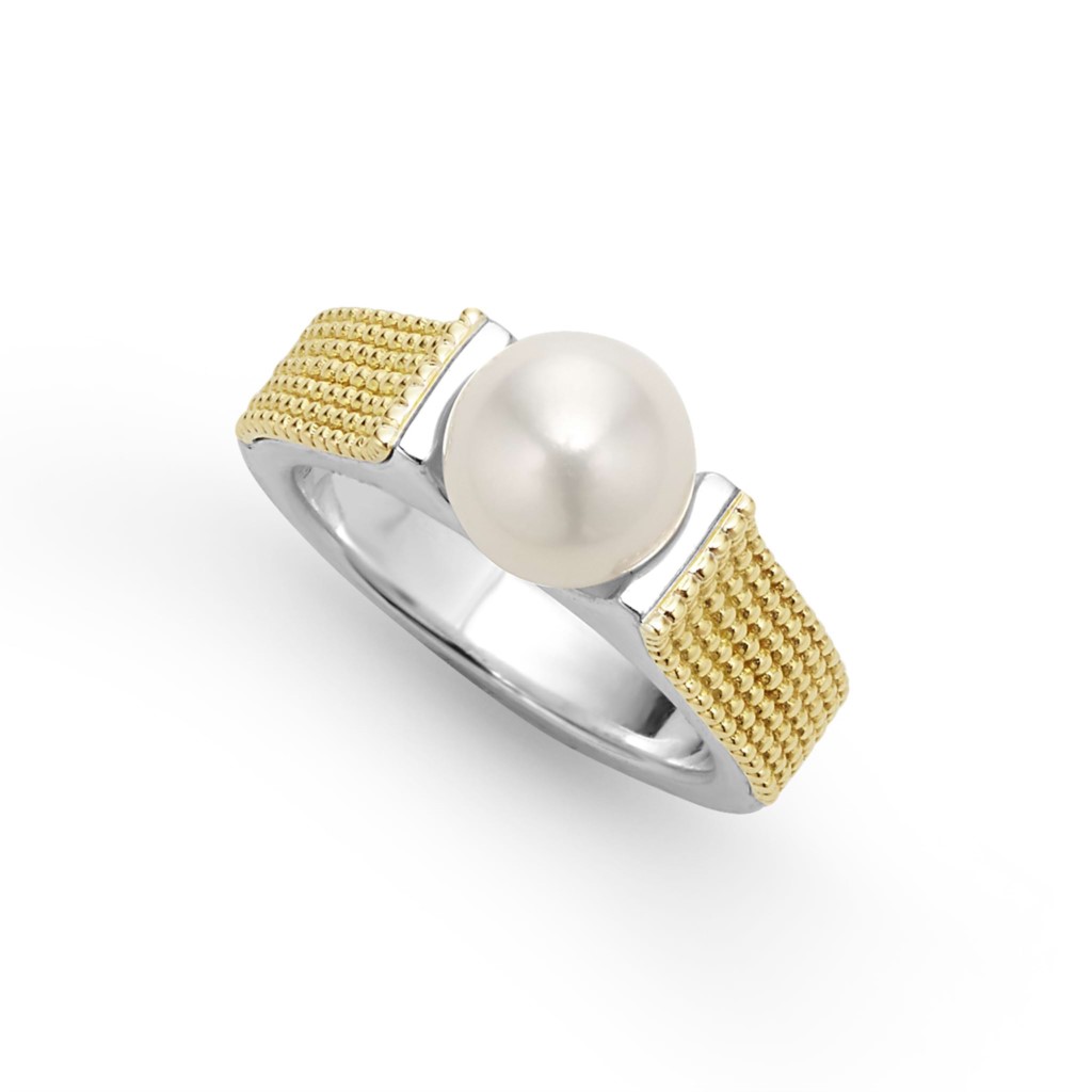 Lagos Sterling Silver and 18K Luna Pearl Ring