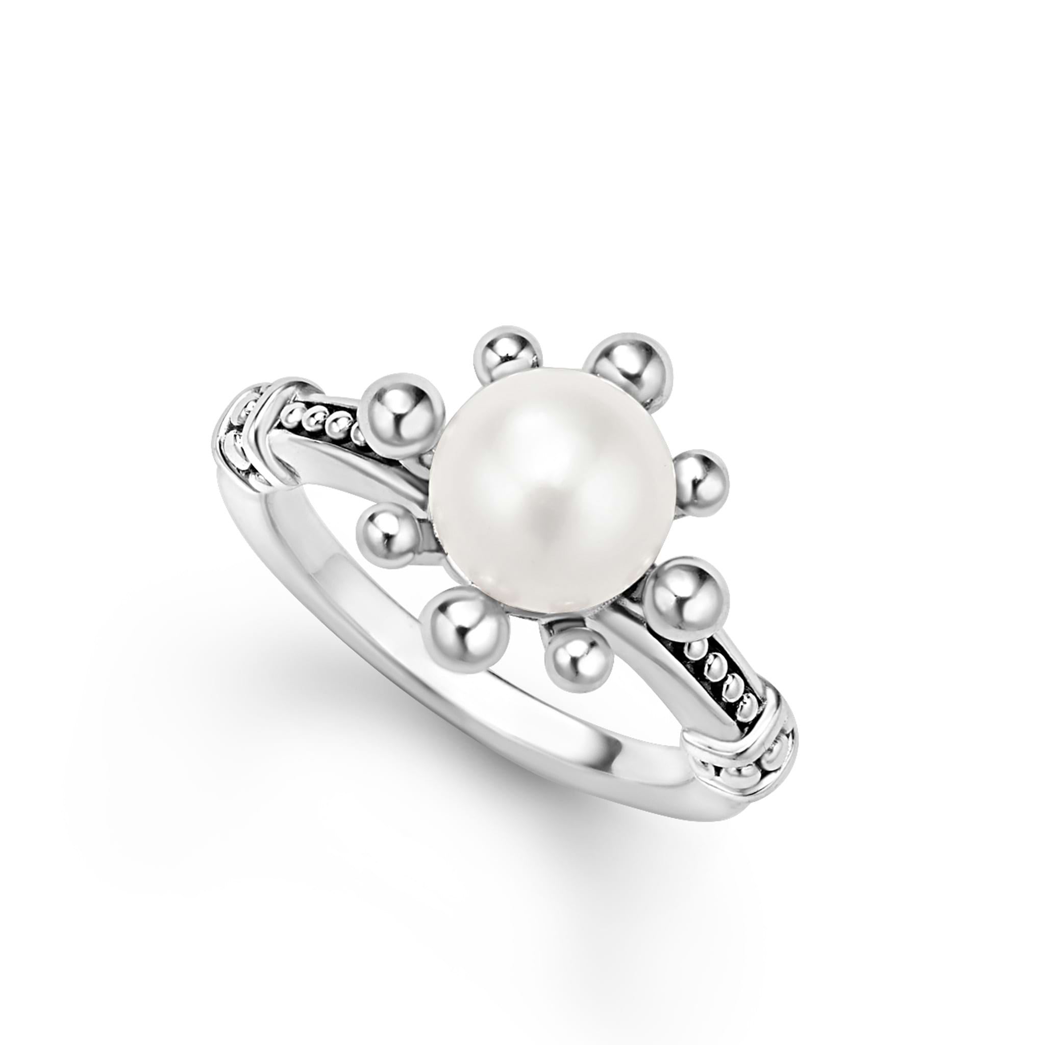 Lagos Sterling Silver Luna Fleur Pearl Ring