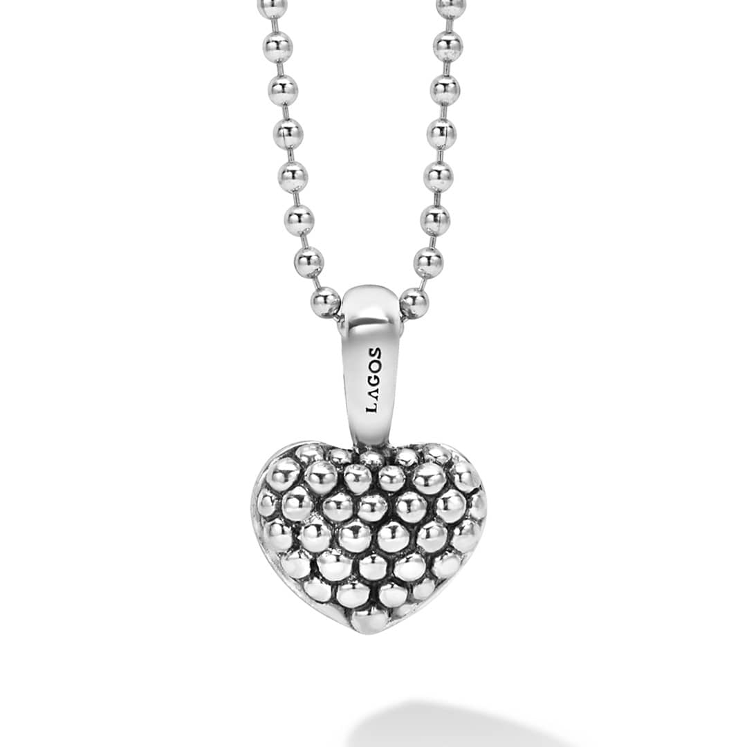 Lagos Sterling Silver Signature Caviar Heart Pendant