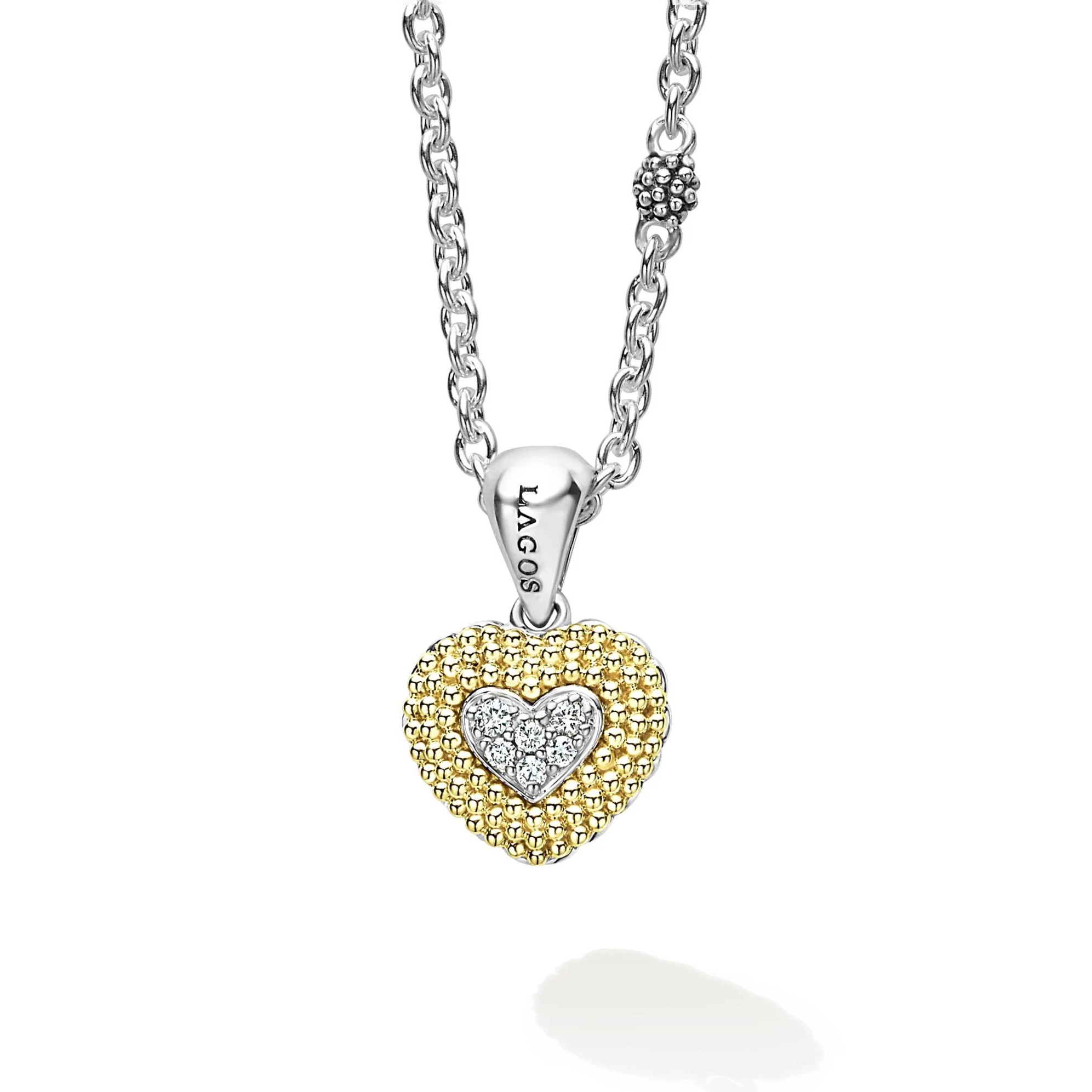 Lagos Sterling Silver & 18K Lux Diamond Heart Pendant