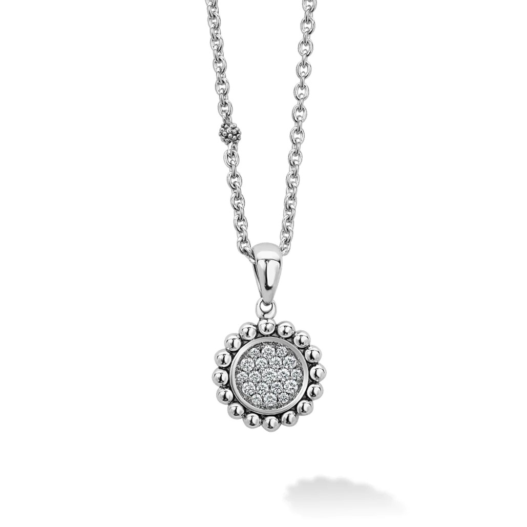 Lagos Sterling Silver Caviar Spark Diamond Pendant