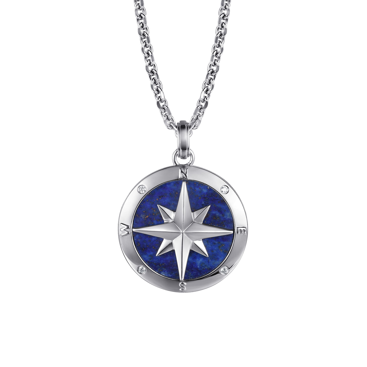 Gabriel & Co. Sterling Silver Compass Lapis Medallion Pendant