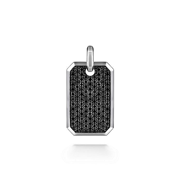 Gabriel & Co Sterling Silver Black Spinel Dog Tag