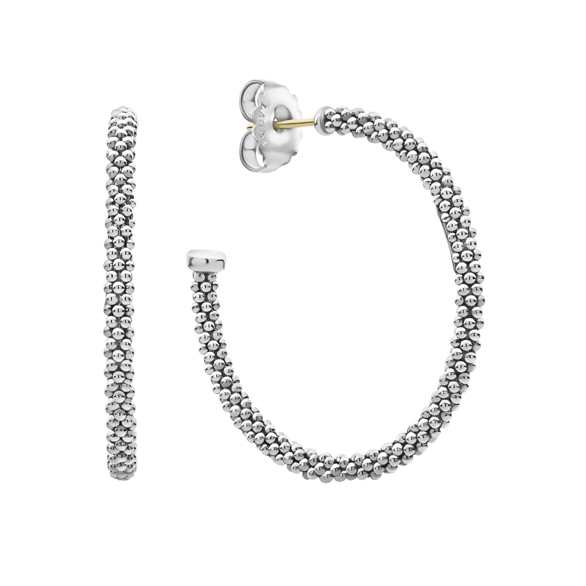 Lagos Sterling Silver Signature Caviar Hoops