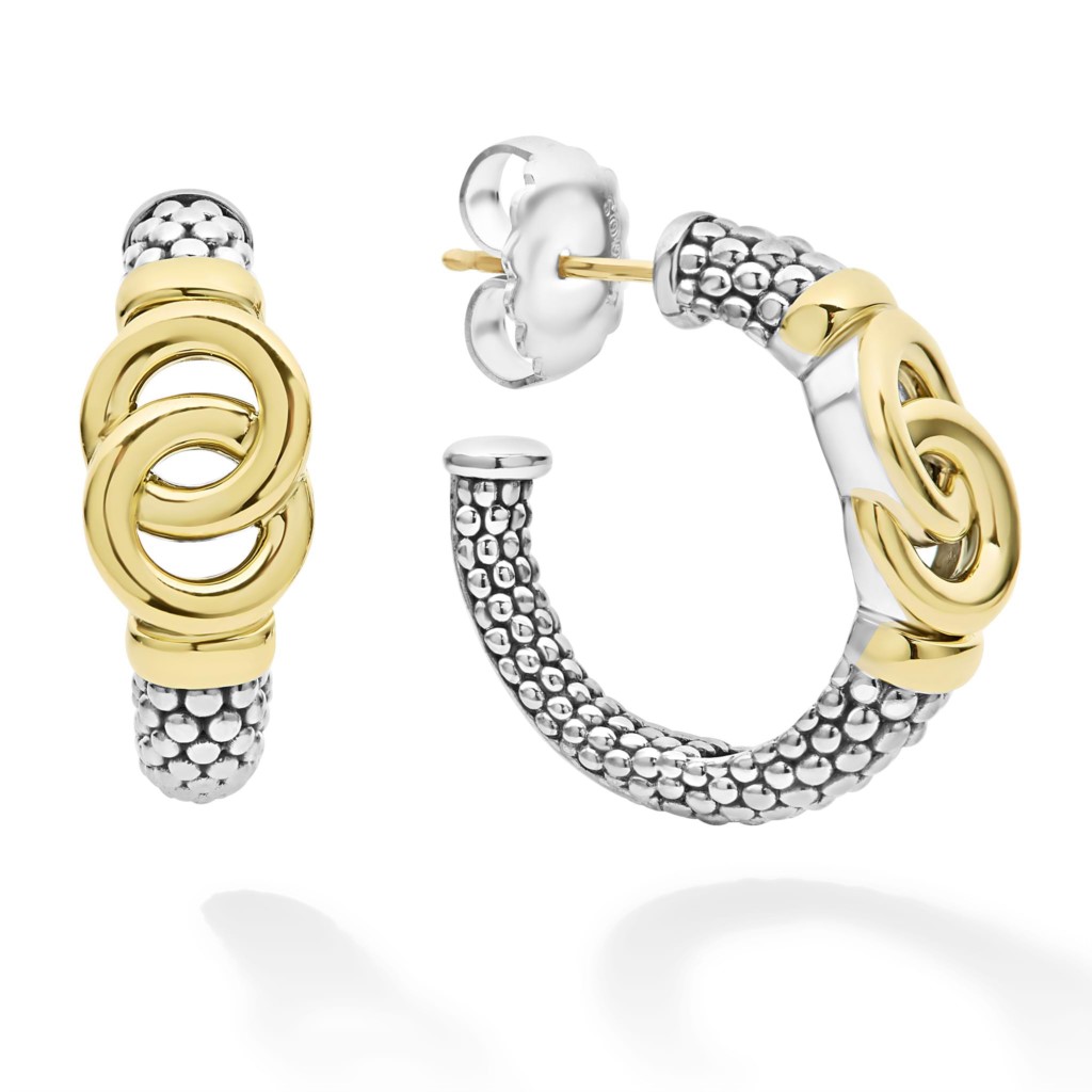 Lagos Sterling Silver & 18K Caviar Interlocking Hoops