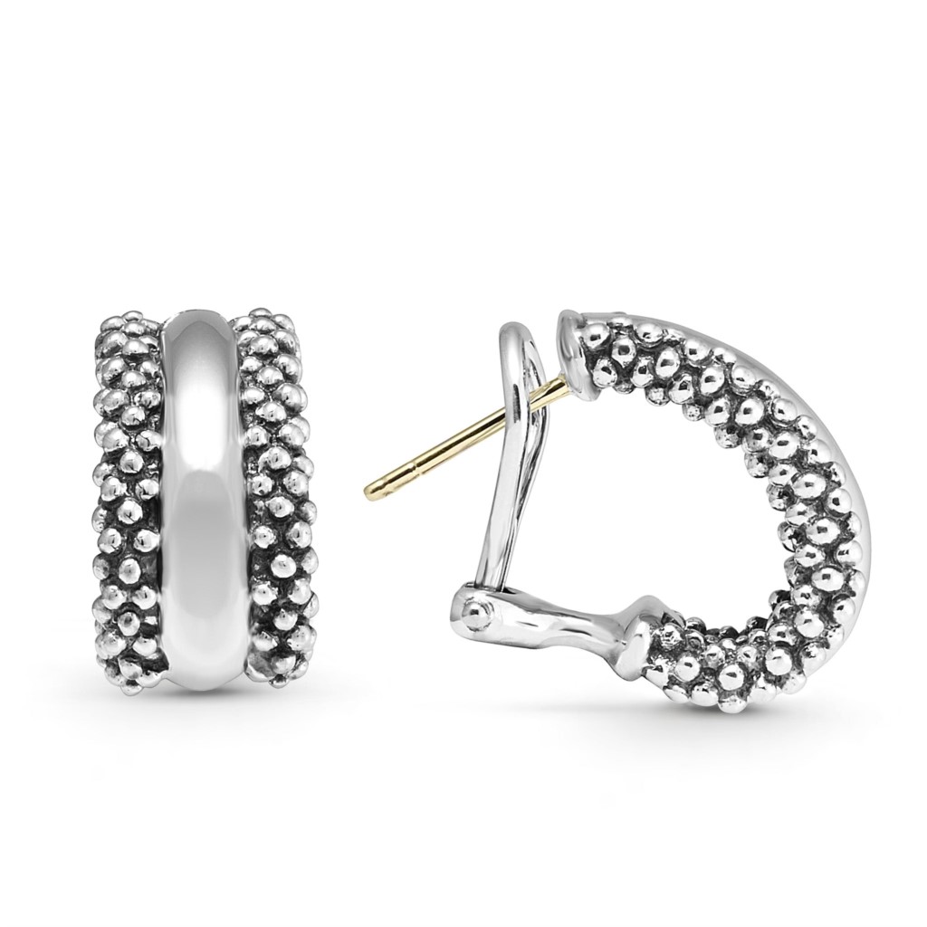 Lagos Sterling Silver Signature Caviar Hoop Earrings