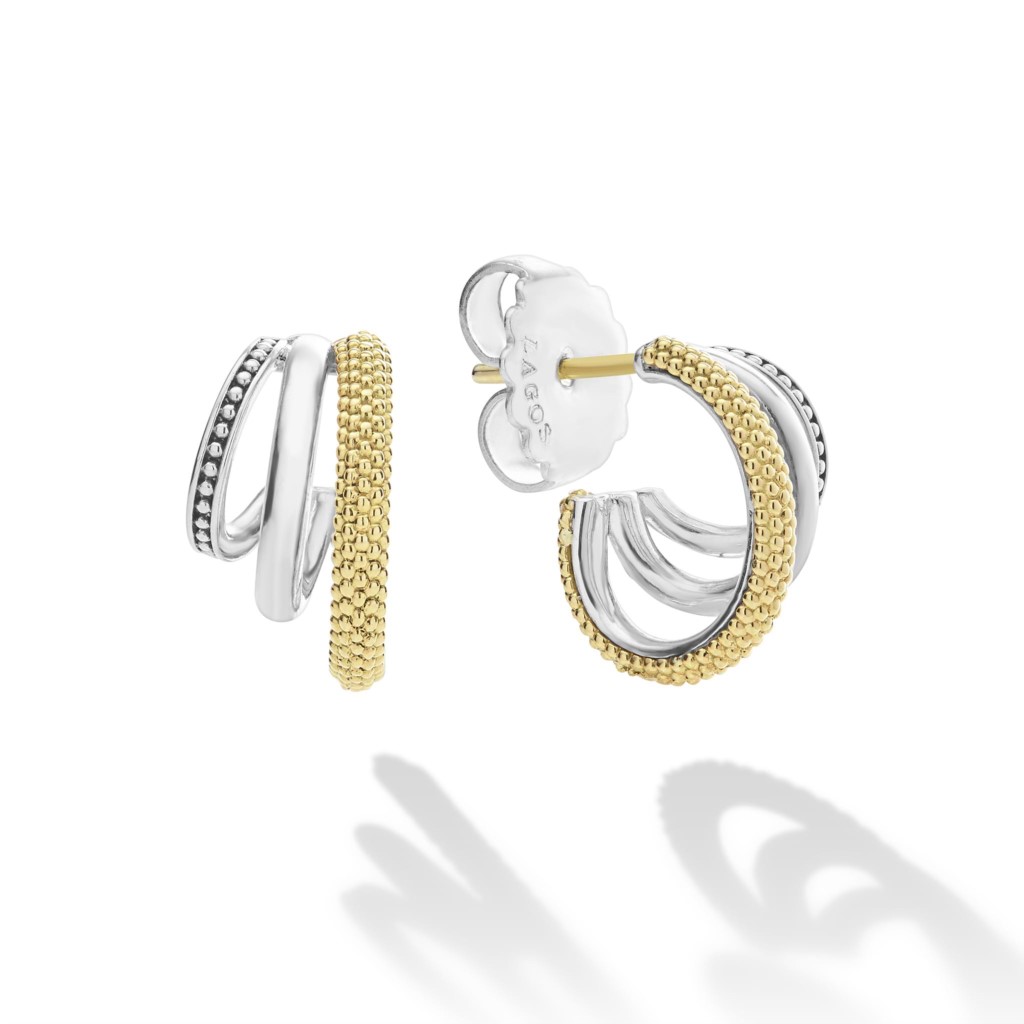 Lagos Sterling Silver & 18K 3-Ring Hoops