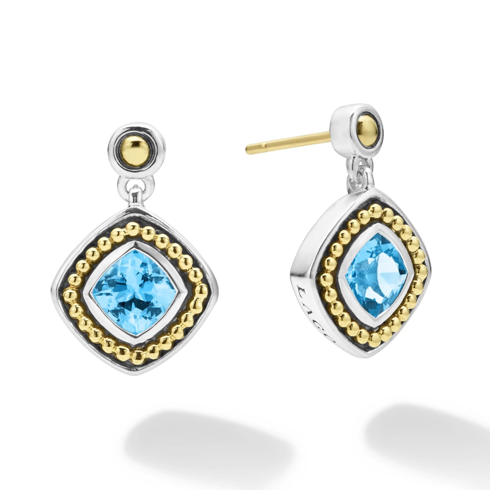 Lagos Sterling Silver & 18K Caviar Blue Topaz Earrings