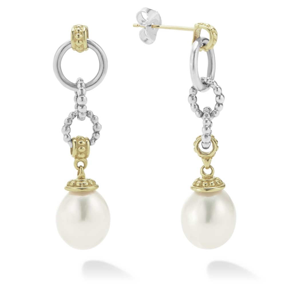 Lagos Sterling Silver & 18K Luna Pearl Drop Earrings