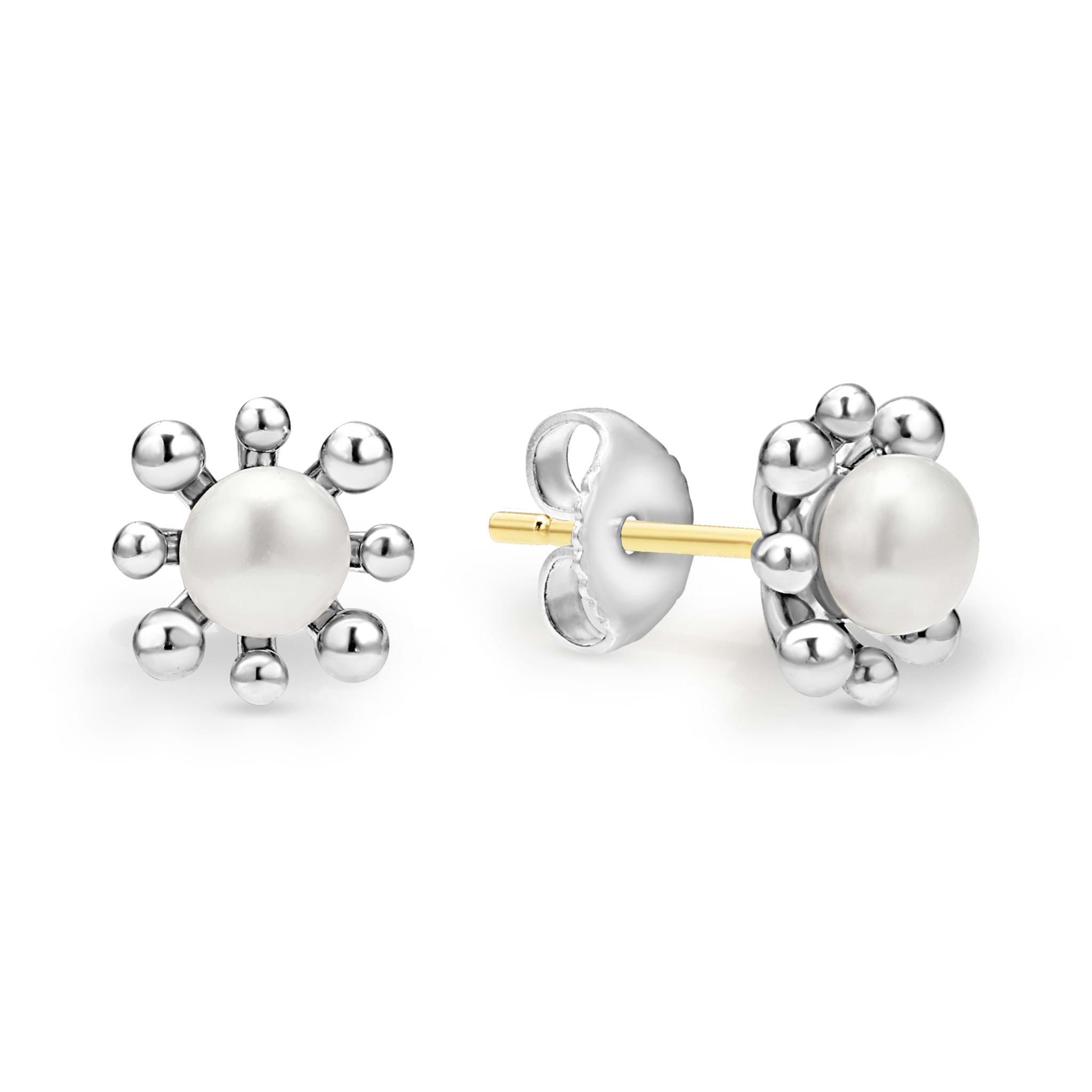 Lagos Sterling Silver Luna Pearl Fleur Studs