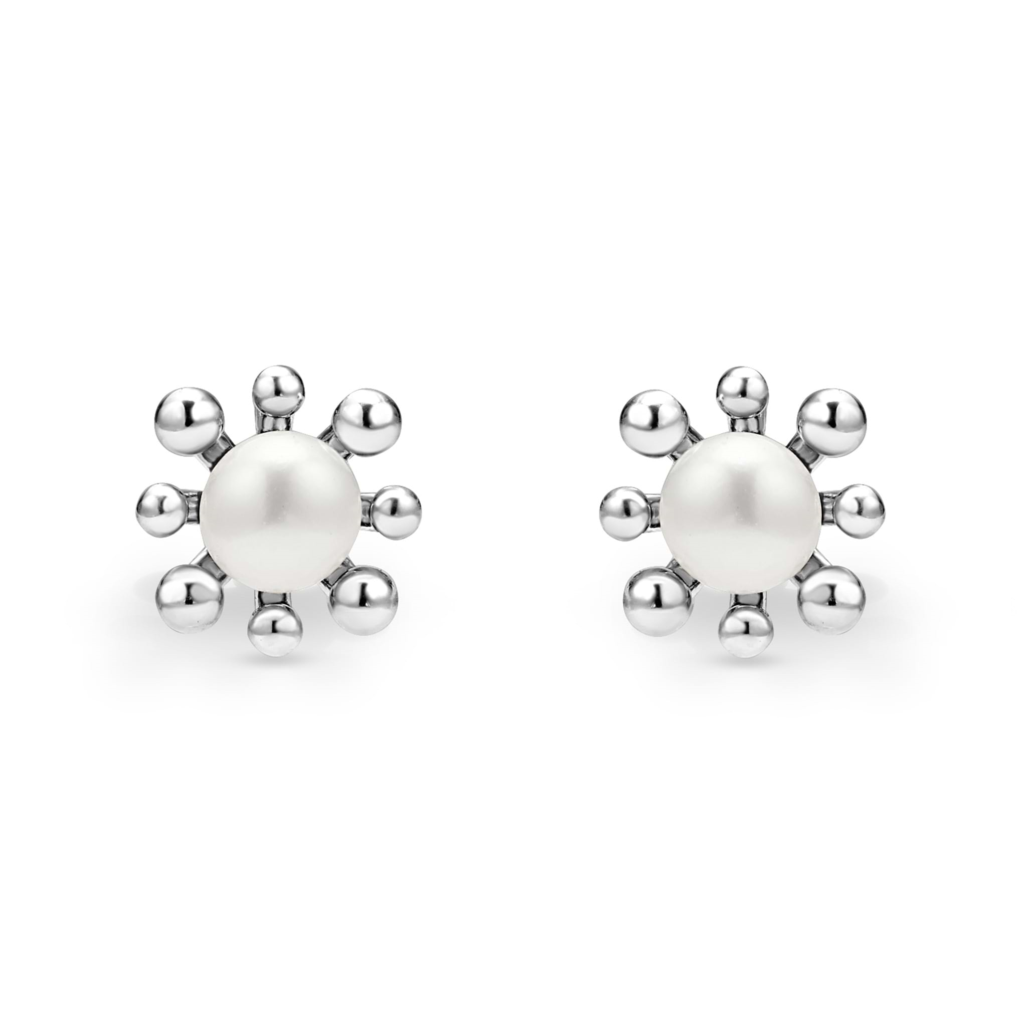 Lagos Sterling Silver Luna Pearl Fleur Studs