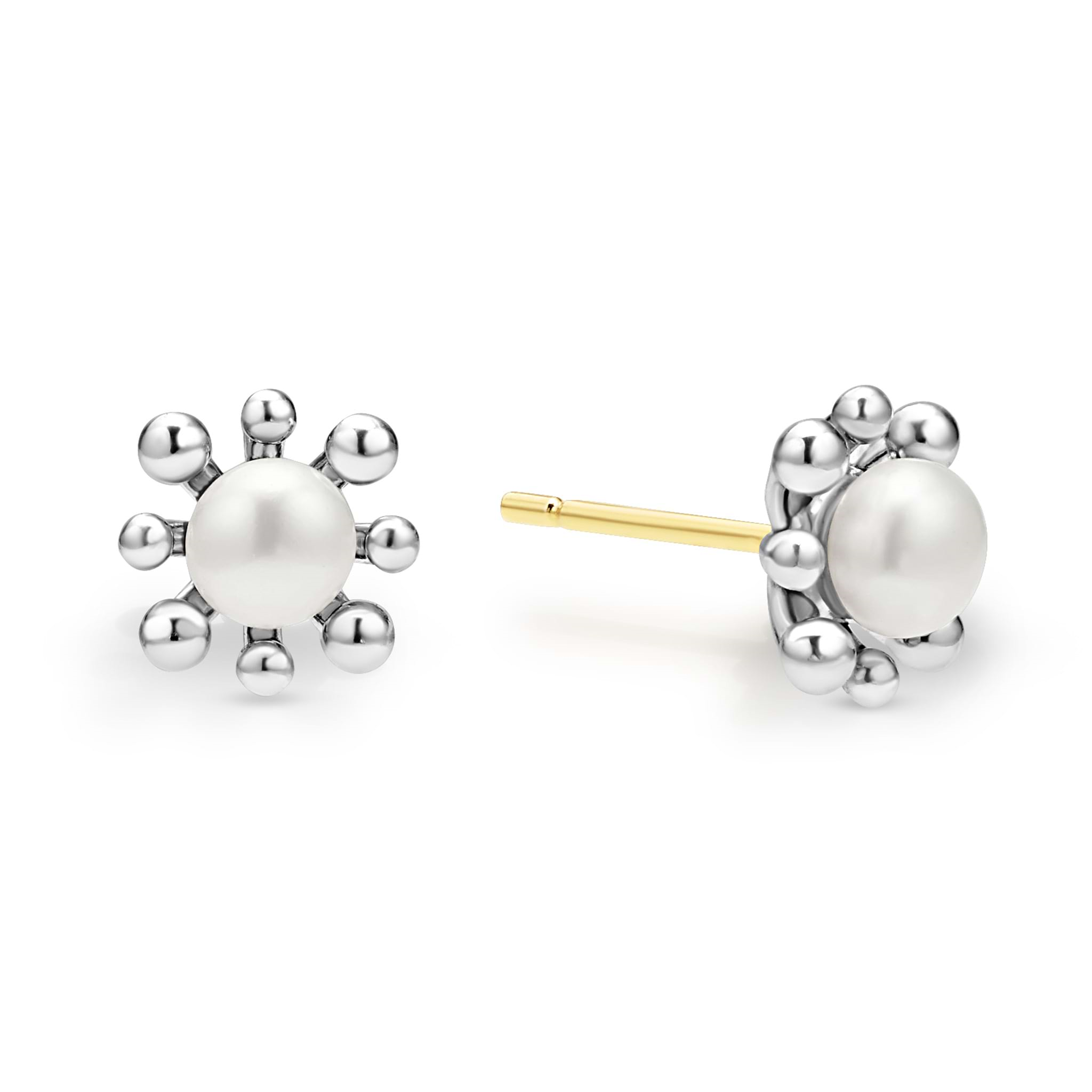 Lagos Sterling Silver Luna Pearl Fleur Studs