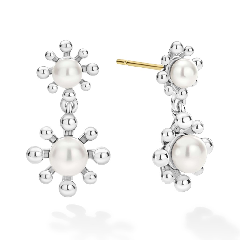 Lagos Sterling Silver Luna Pearl Fleur Drop Earrings