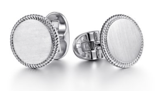 Gabriel & Co. 925 Sterling Silver Round Cufflinks withTwisted RopeTrim