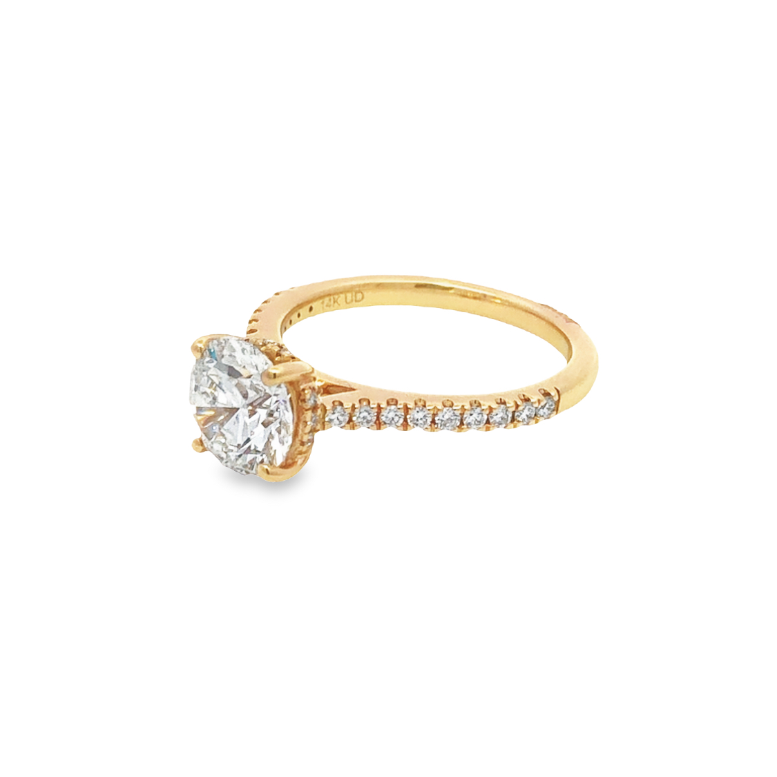 14K Yellow Gold Lab Grown Diamond Engagement Ring with 1 Round Brilliant Lab Grown Diamond