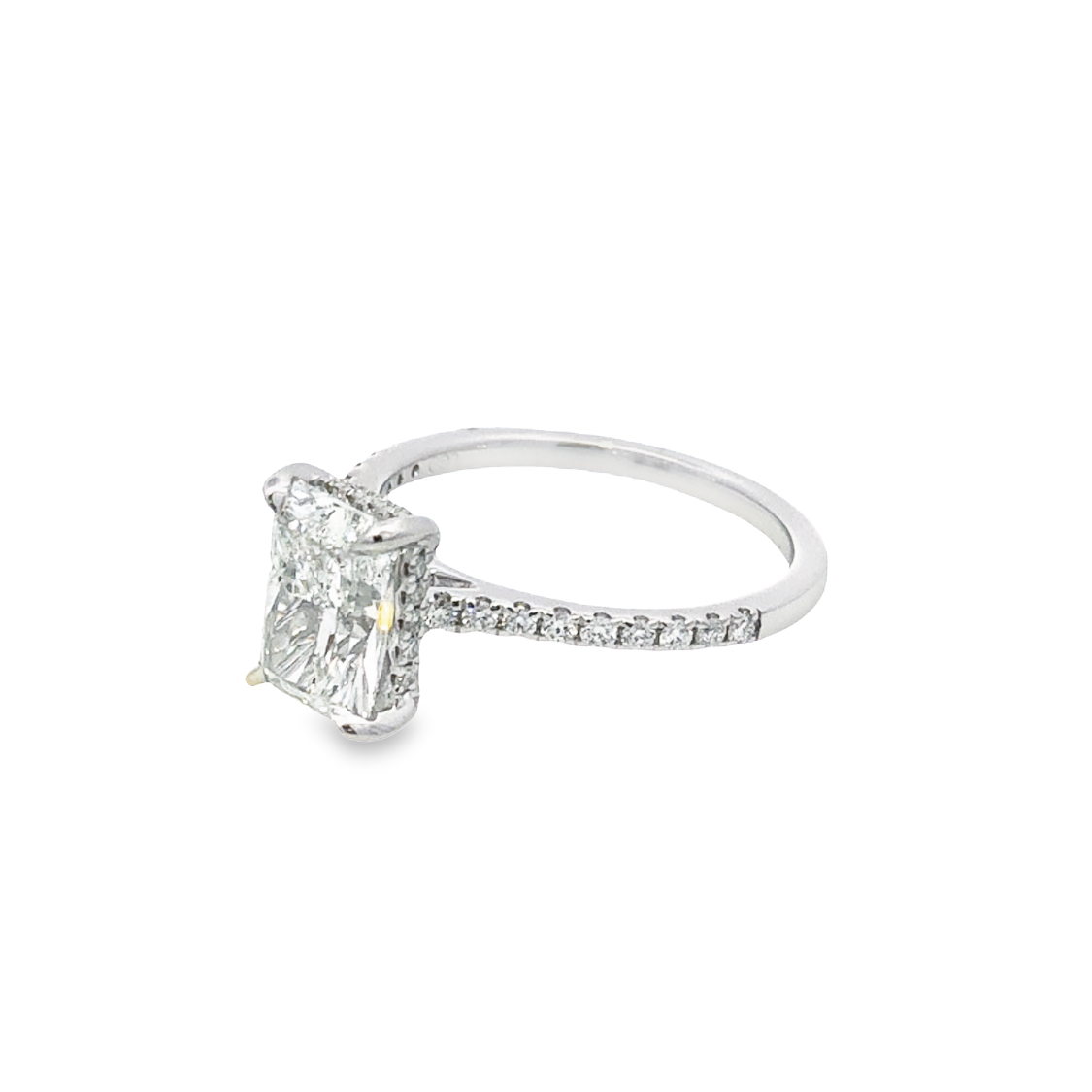 14K White Gold Lab Grown Diamond Engagement Ring with 1 Radiant Cut Lab Grown Diamond