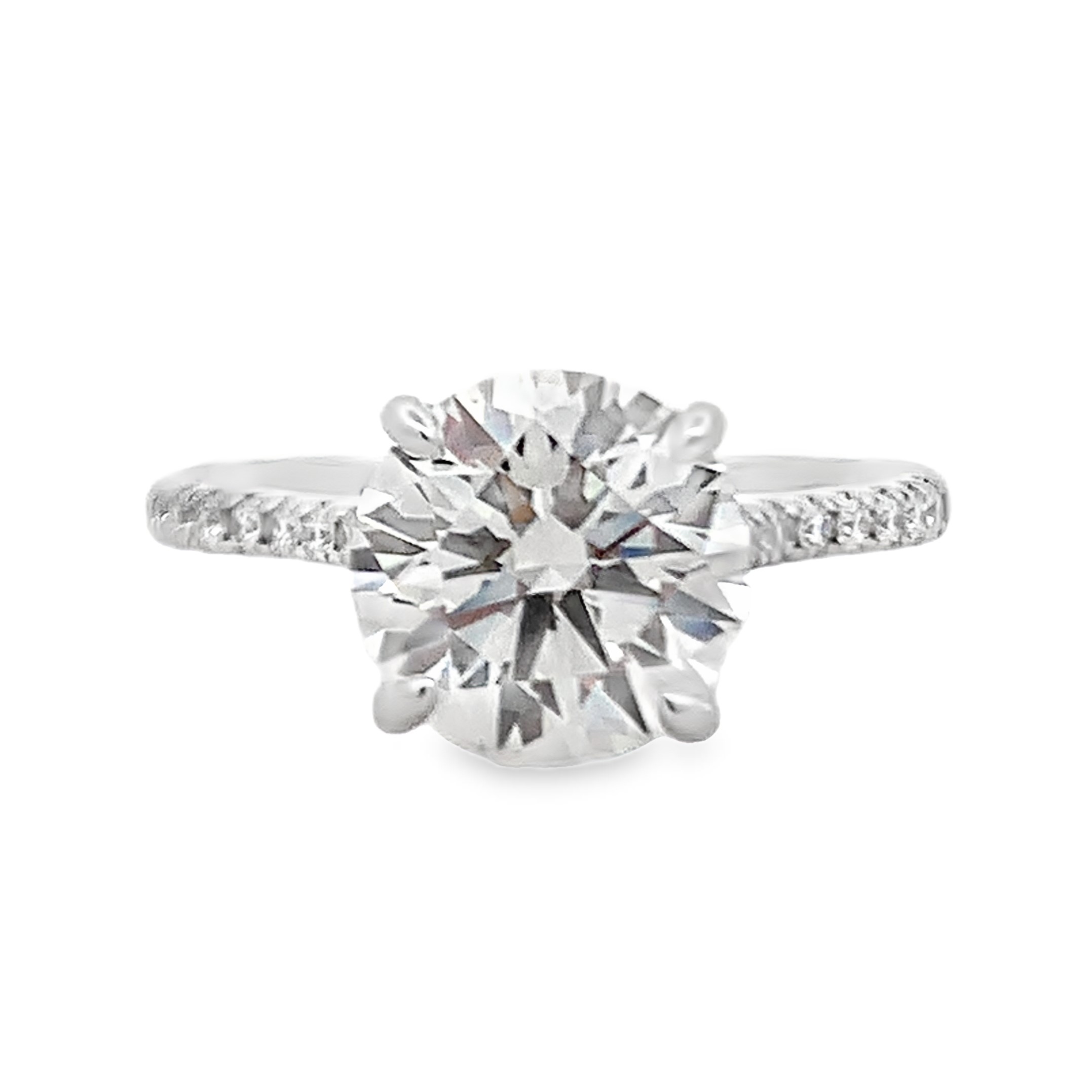 14K White Gold 3ct Round Lab Grown Diamond Engagement Ring