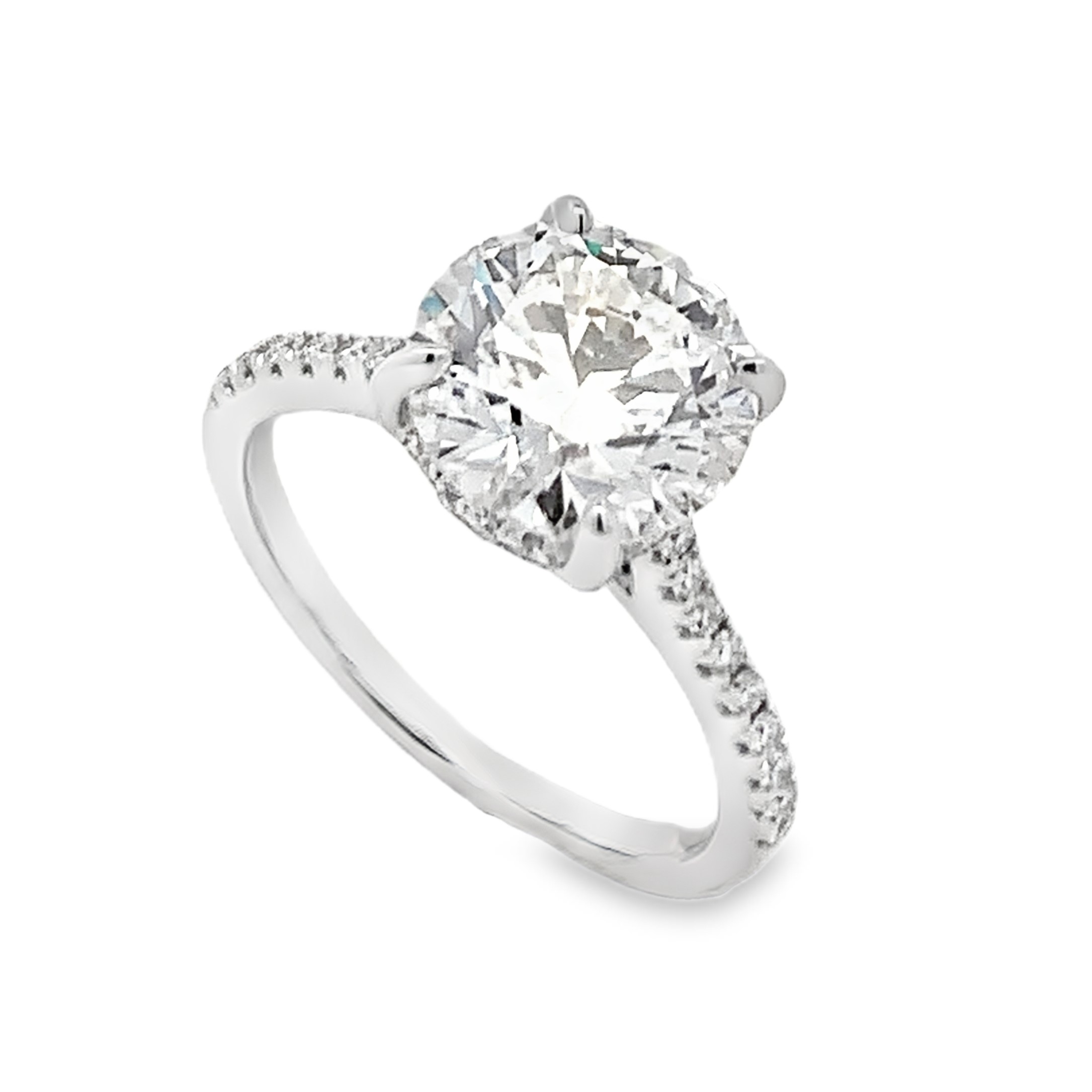 14K White Gold 3ct Round Lab Grown Diamond Engagement Ring