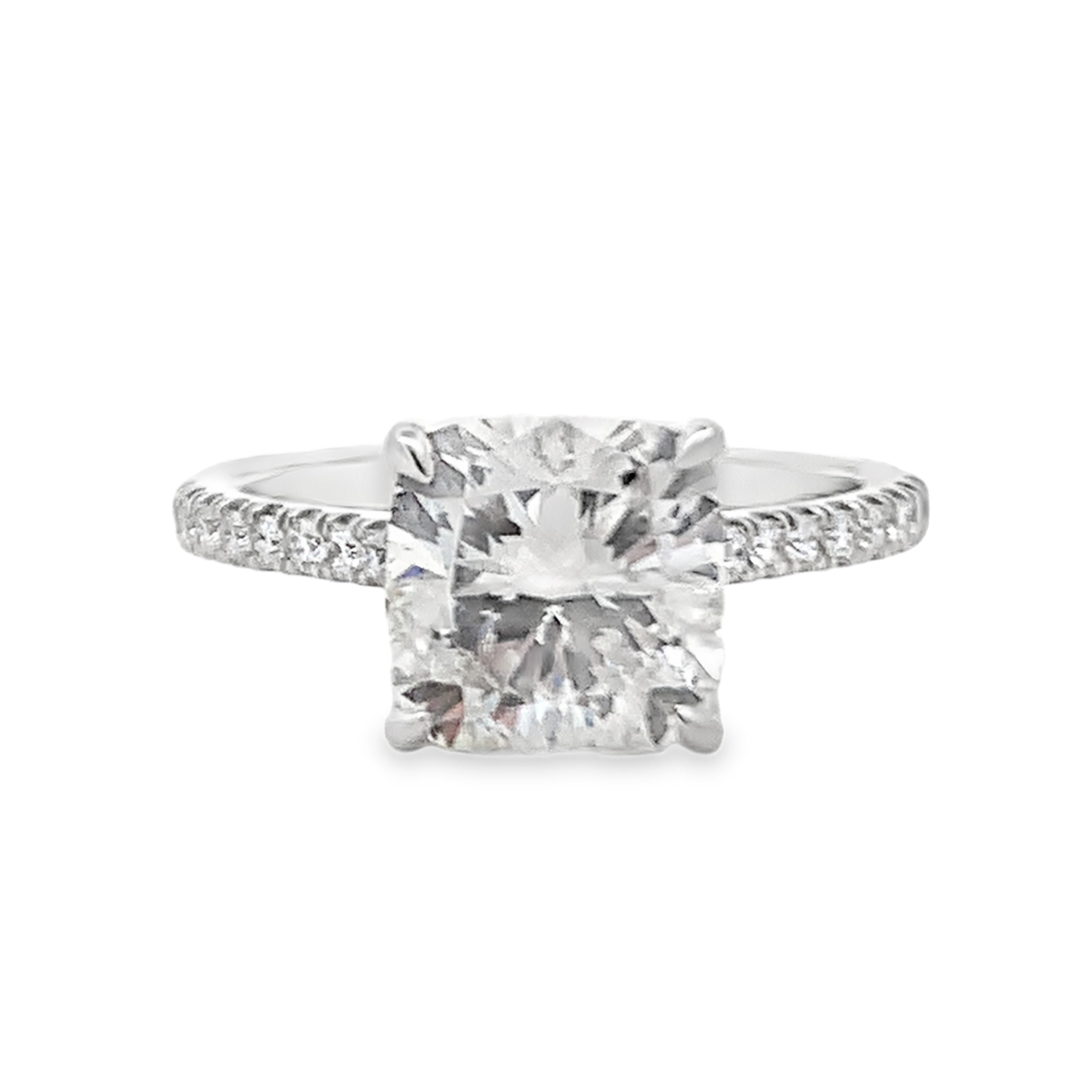 14K White Gold Lab Grown Cushion Cut Diamond Engagement Ring