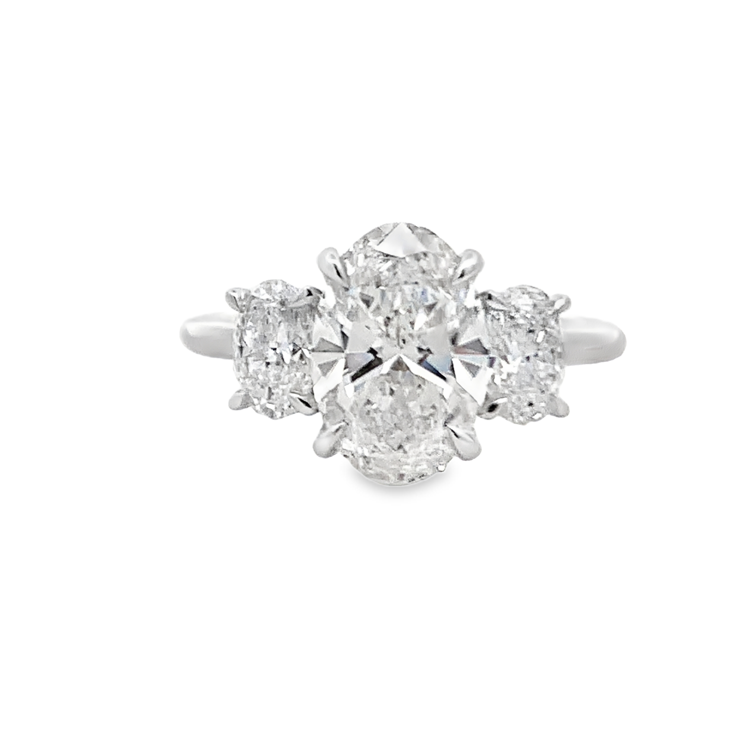 14K White Gold Lab Grown Diamond 3-Stone Oval Engagement Ring