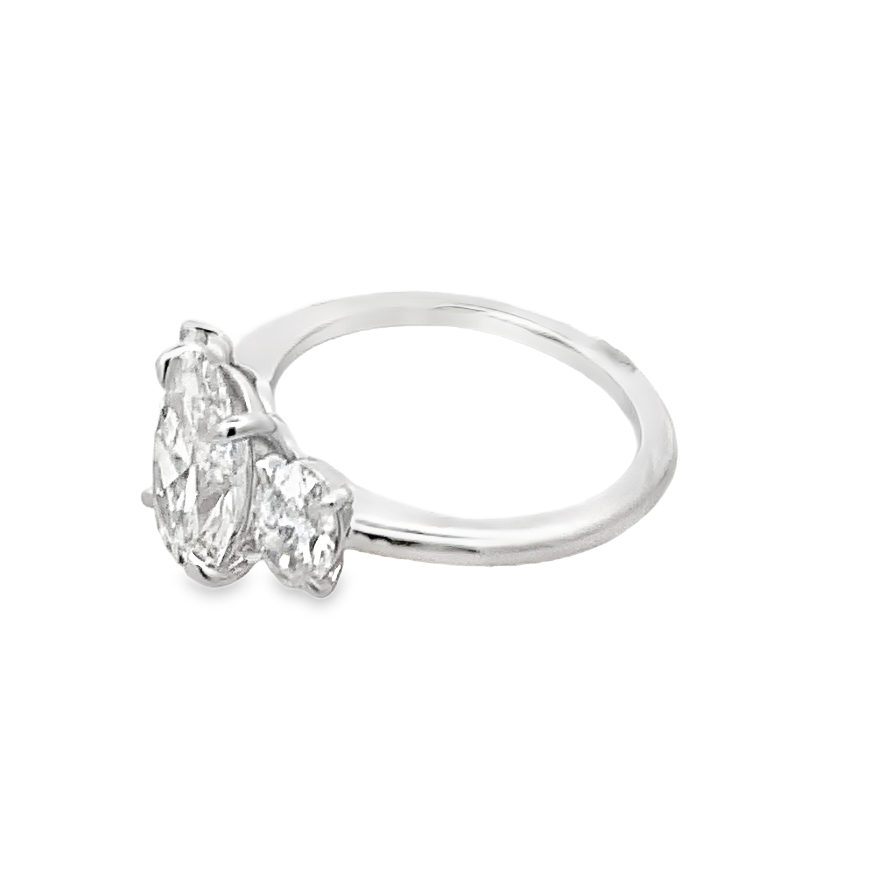 14K White Gold Lab Grown Diamond 3-Stone Oval Engagement Ring