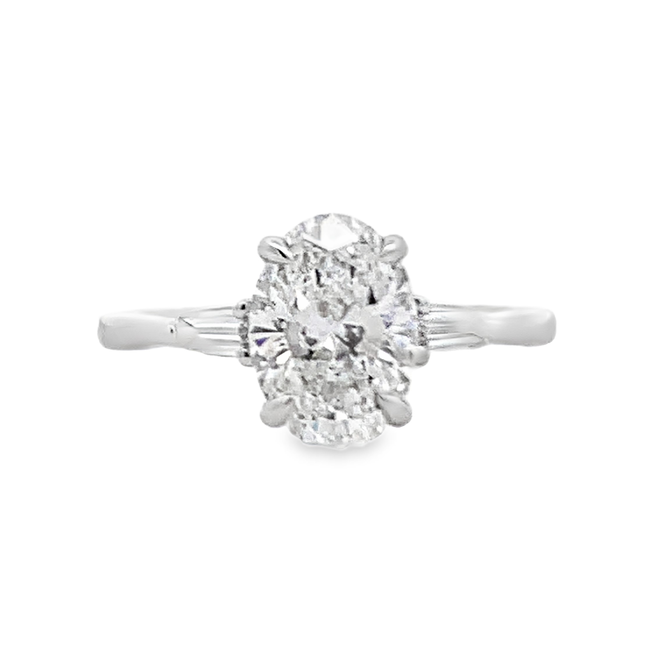 14K White Gold Lab Grown Diamond 3-Stone Engagement Ring