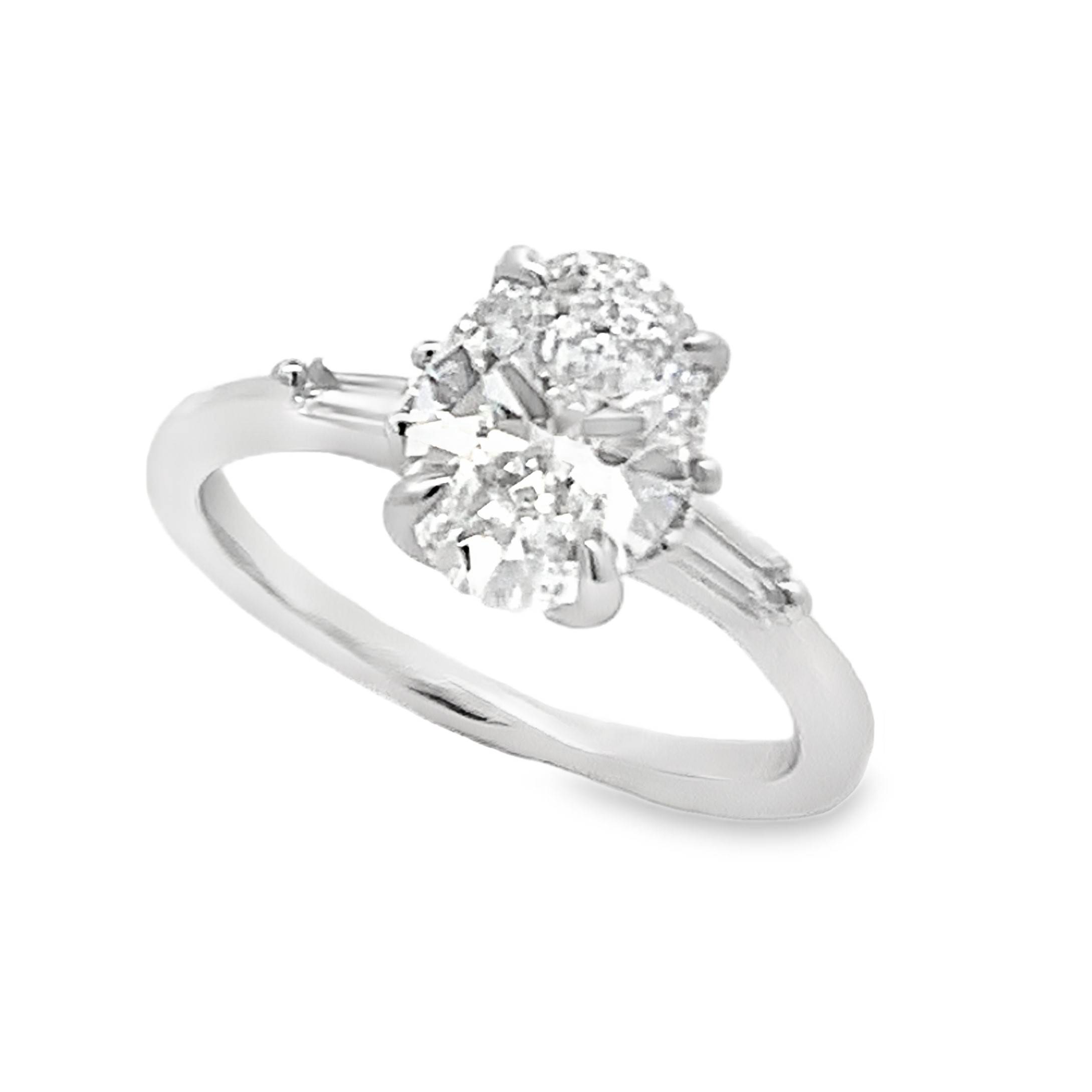 14K White Gold Lab Grown Diamond 3-Stone Engagement Ring