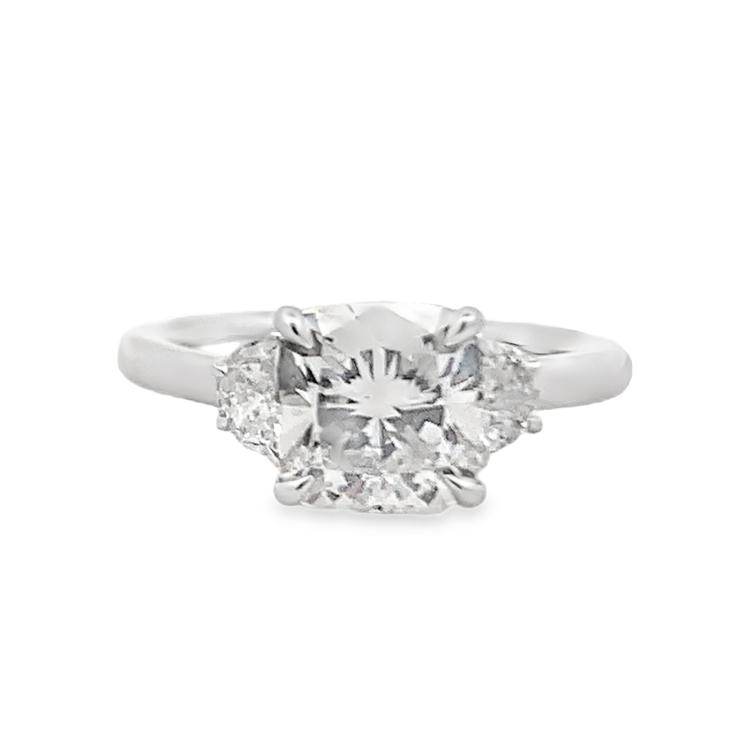 14K White Gold Lab Grown Diamond 3-Stone Engagement Ring