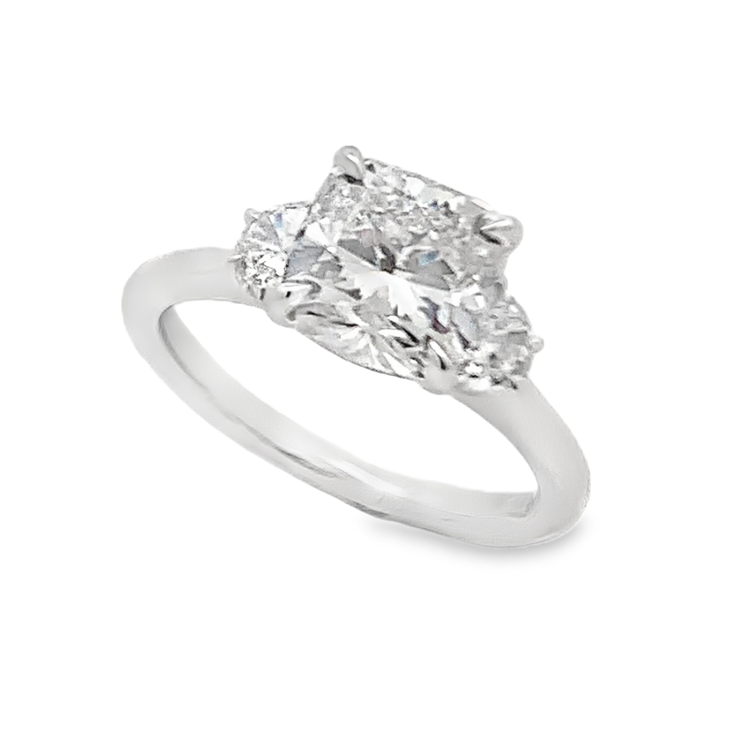 14K White Gold Lab Grown Diamond 3-Stone Engagement Ring