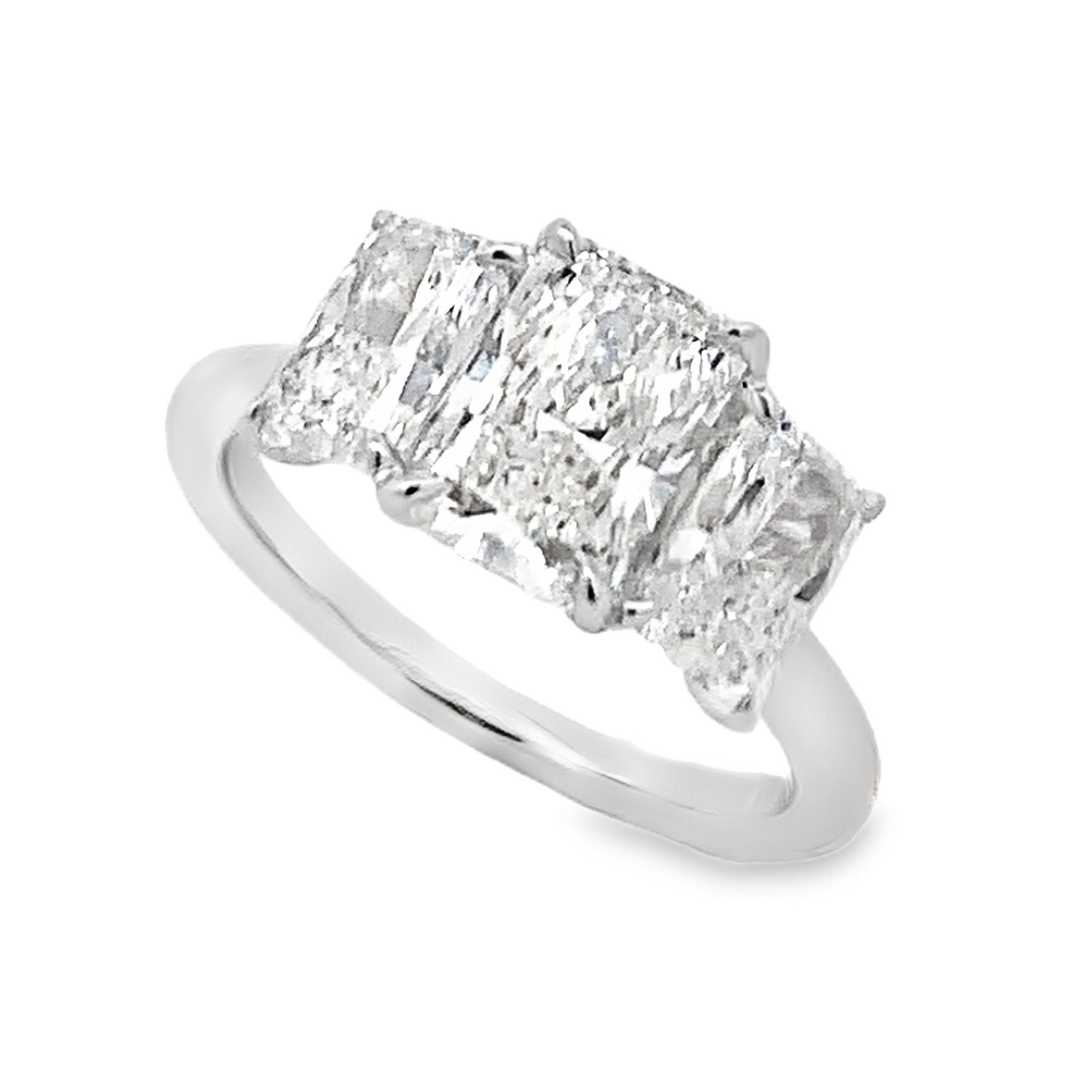 14K White Gold Lab Grown Diamond Radiant 3-Stone Engagement Ring